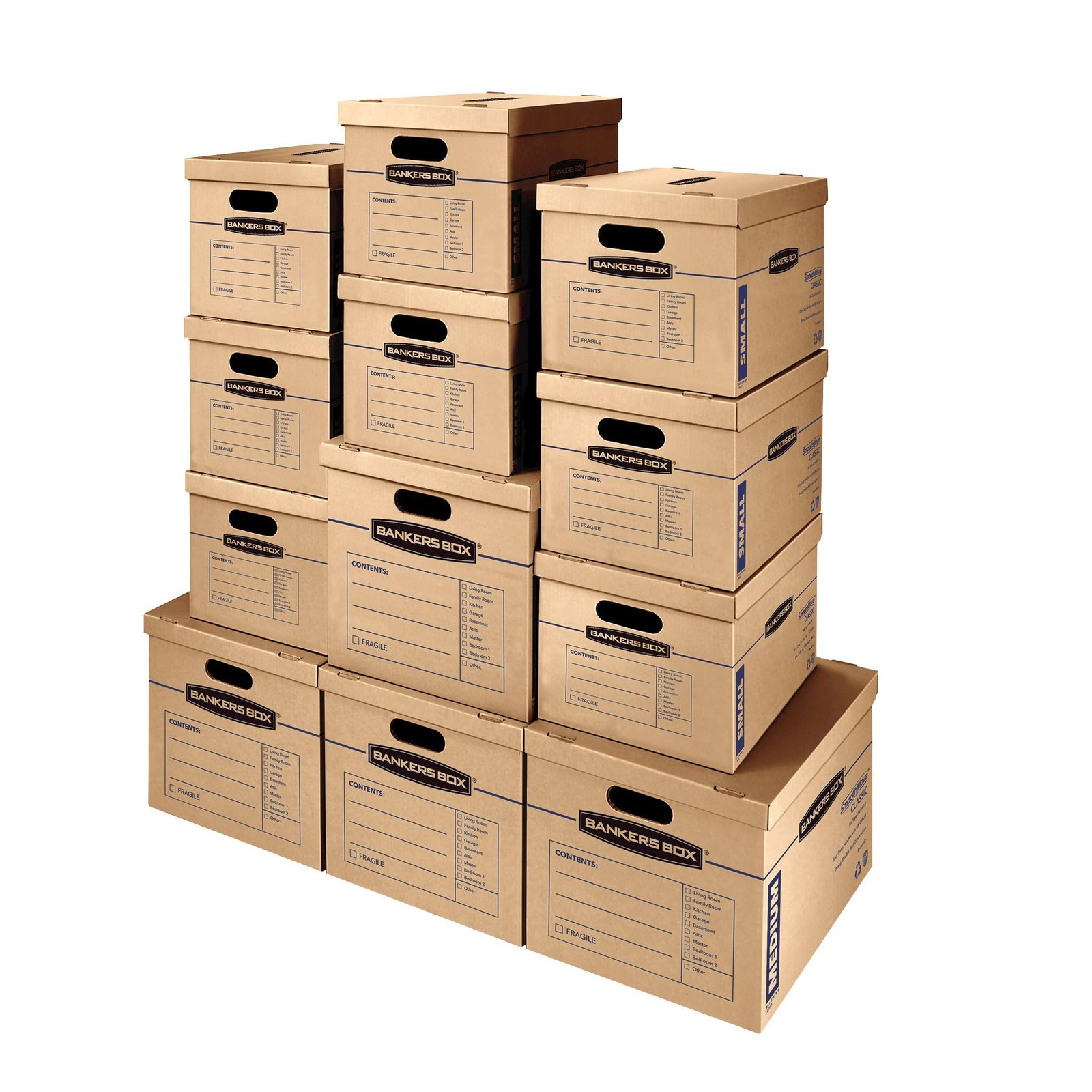 Bankers Box Classic Moving 12 Pack Kit, Reinforced 12 Pack, Brown