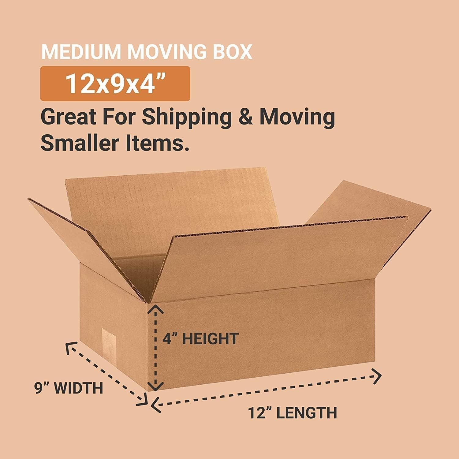 Durable 12x9x4” Corrugated Shipping Boxes 25-Pack | Ideal for Storage & Shipping