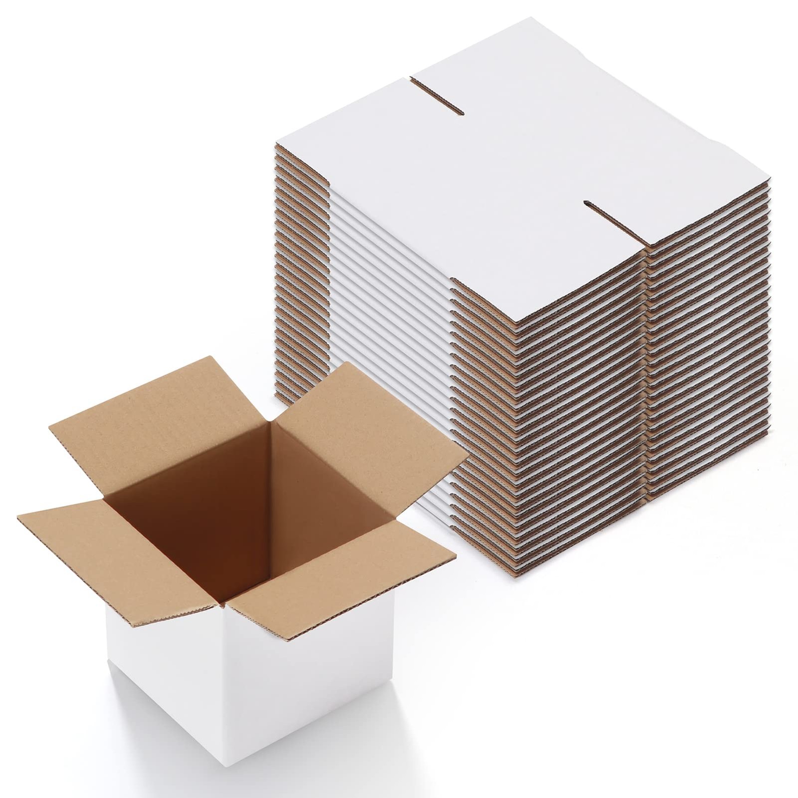 Calenzana 5x5x5 Inches Shipping Boxes Set of 25, White Corrugated Cardboard B…