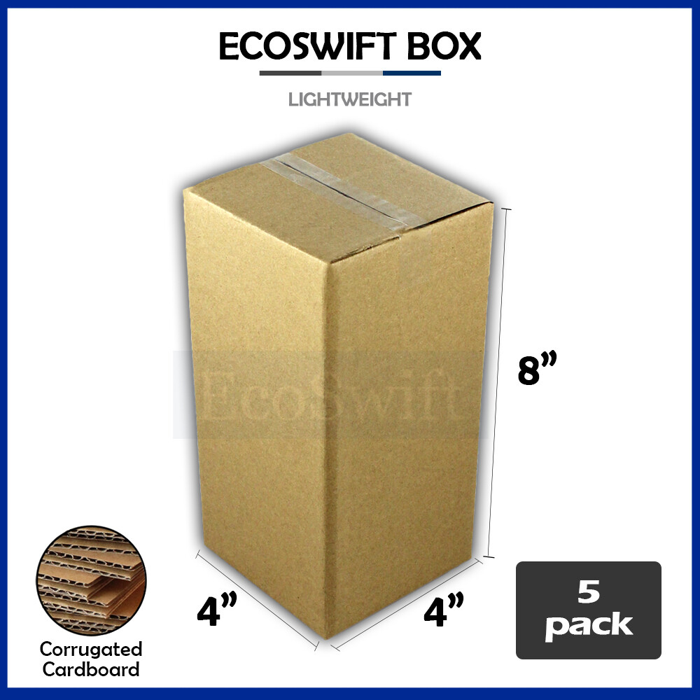 5 4x4x8 EcoSwift Cardboard Packing Moving Shipping Boxes Corrugated Box Cartons