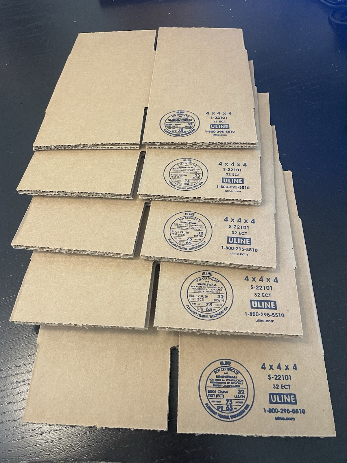 5 ULINE 4x4x4 Cardboard Shipping Packing Boxes – Brand New Made In USA