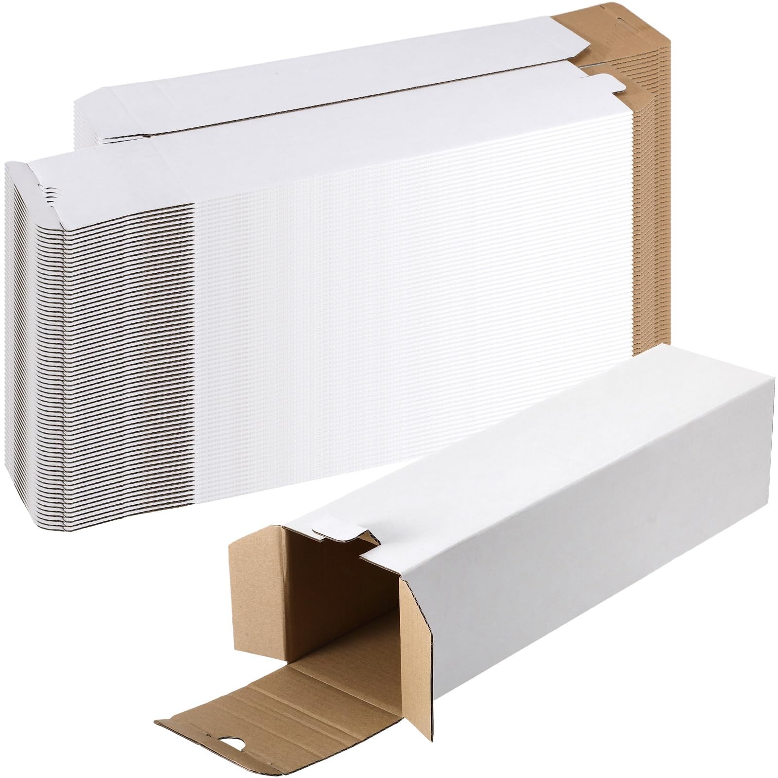 50 Pcs Mailing Tube 3 x 3 x 12 Inches Corrugated Cardboard Box Square Shippin…