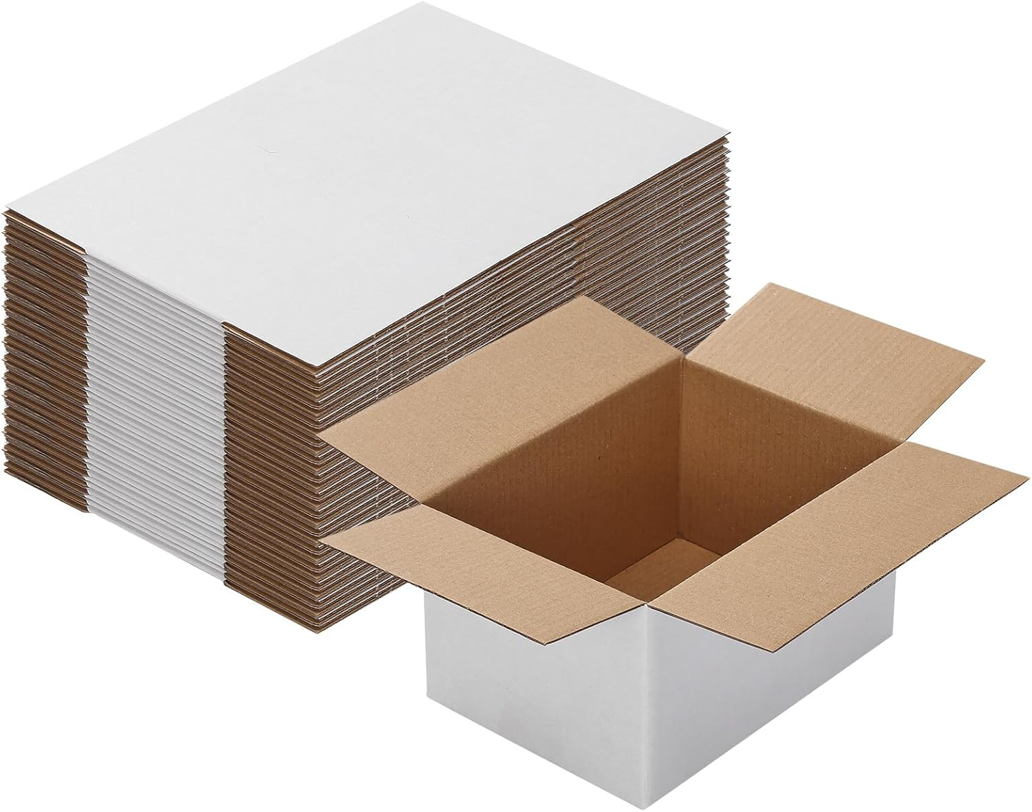 Calenzana 7X7X4 Shipping Boxes Set of 40, White Corrugated Cardboard Box for Mai