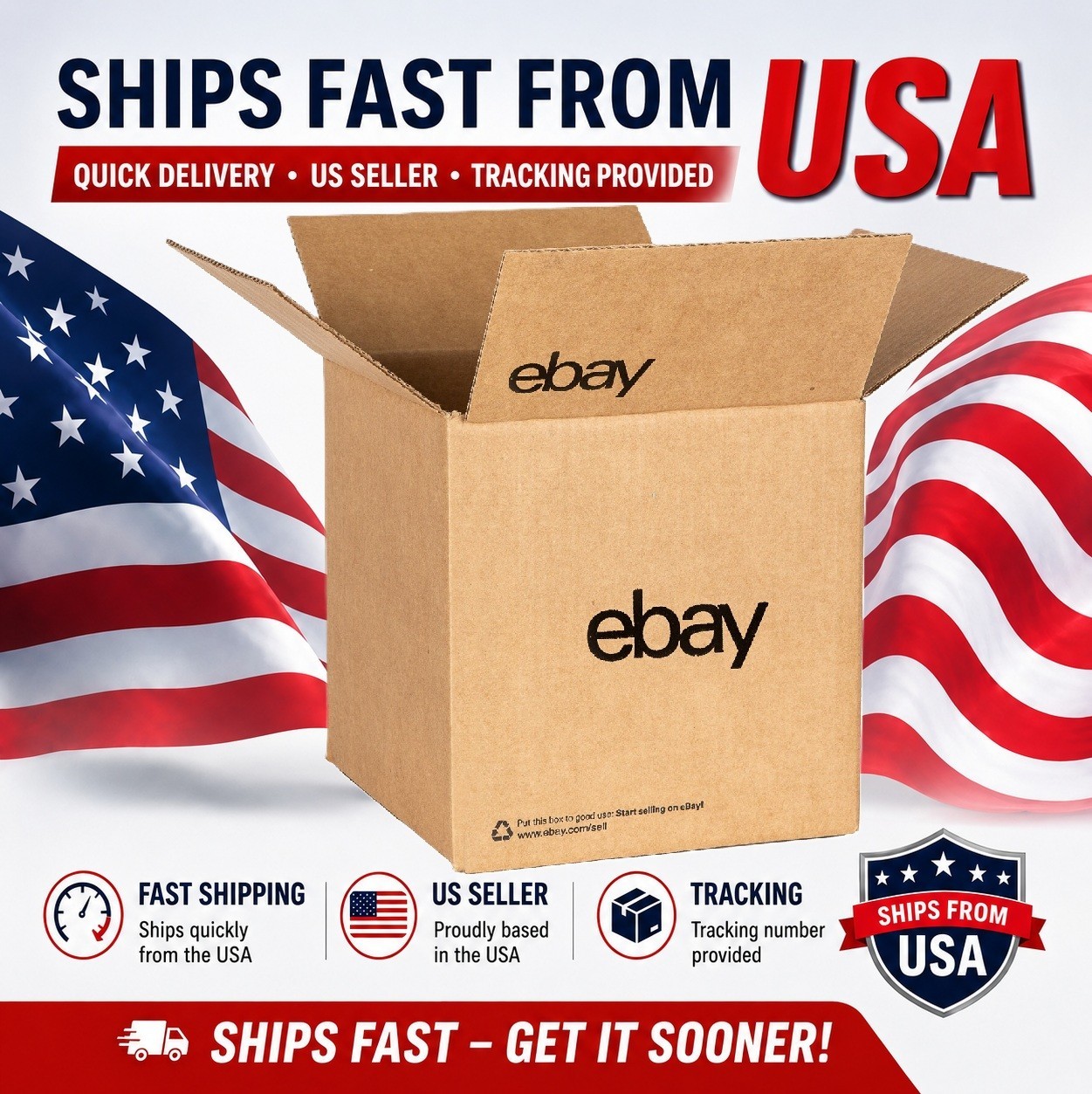 eBay-Branded Boxes With Black Color Logo 8″ x 8″ x 8″ FREE SHIPPING USA