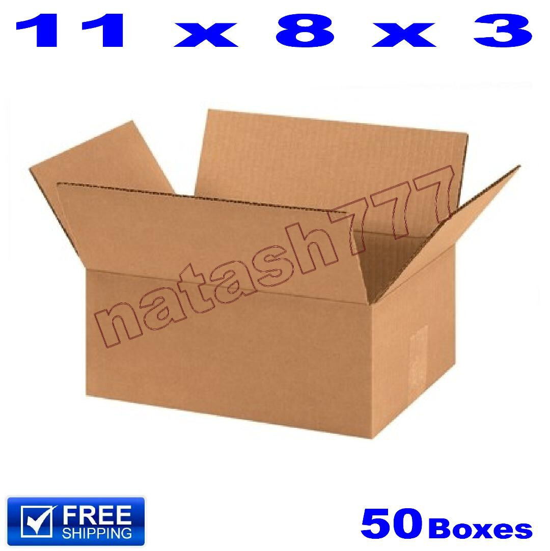 50 – 11x8x3 Cardboard Boxes 32-ECT Mailing Packing Shipping Corrugated Carton