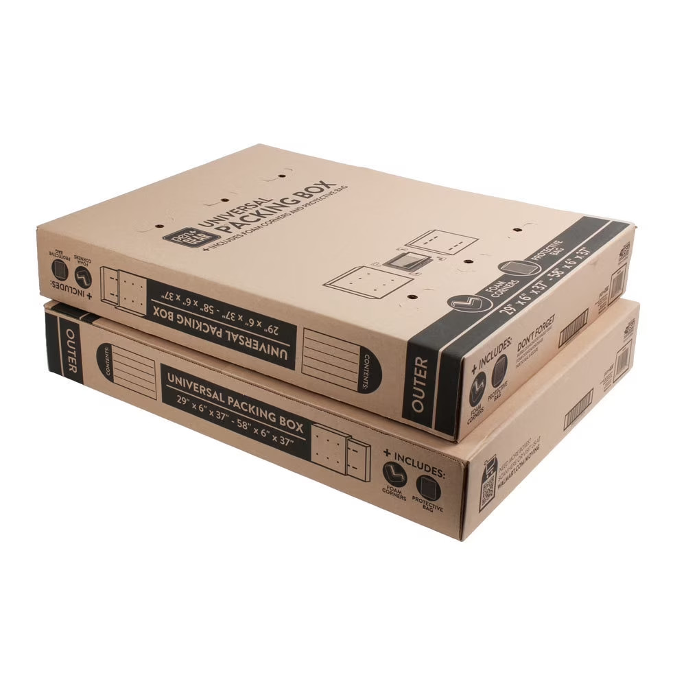 Pen + Gear Universal Moving Box with Cushioning, Fits TVs up to 65″, 2 Count