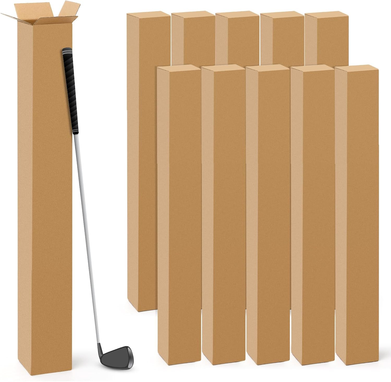 10 Pcs 4 X 4 X 40 Inch Golf Club Shipping Boxes 4L X 4W X 40H Tall Corrugated Bo