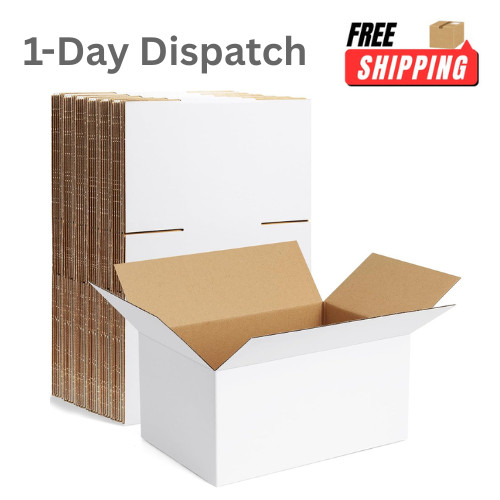 Famagic 10 Pack 10″x7″x5″ Small Shipping Boxes White Corrugated Cardboard Mailer
