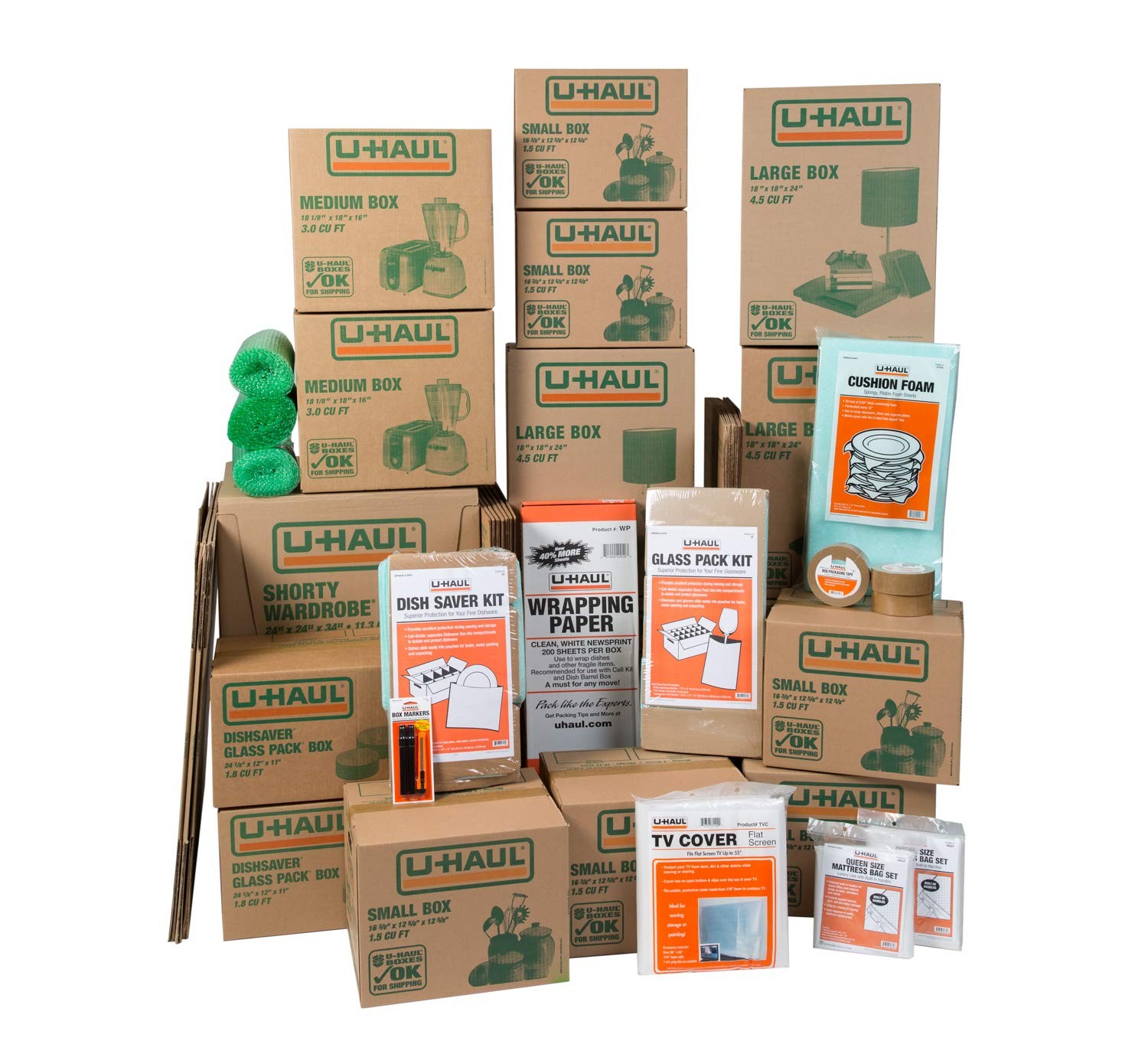 Complete Household Moving Kit with 38 Boxes Wardrobe Kits and Packing Supplies