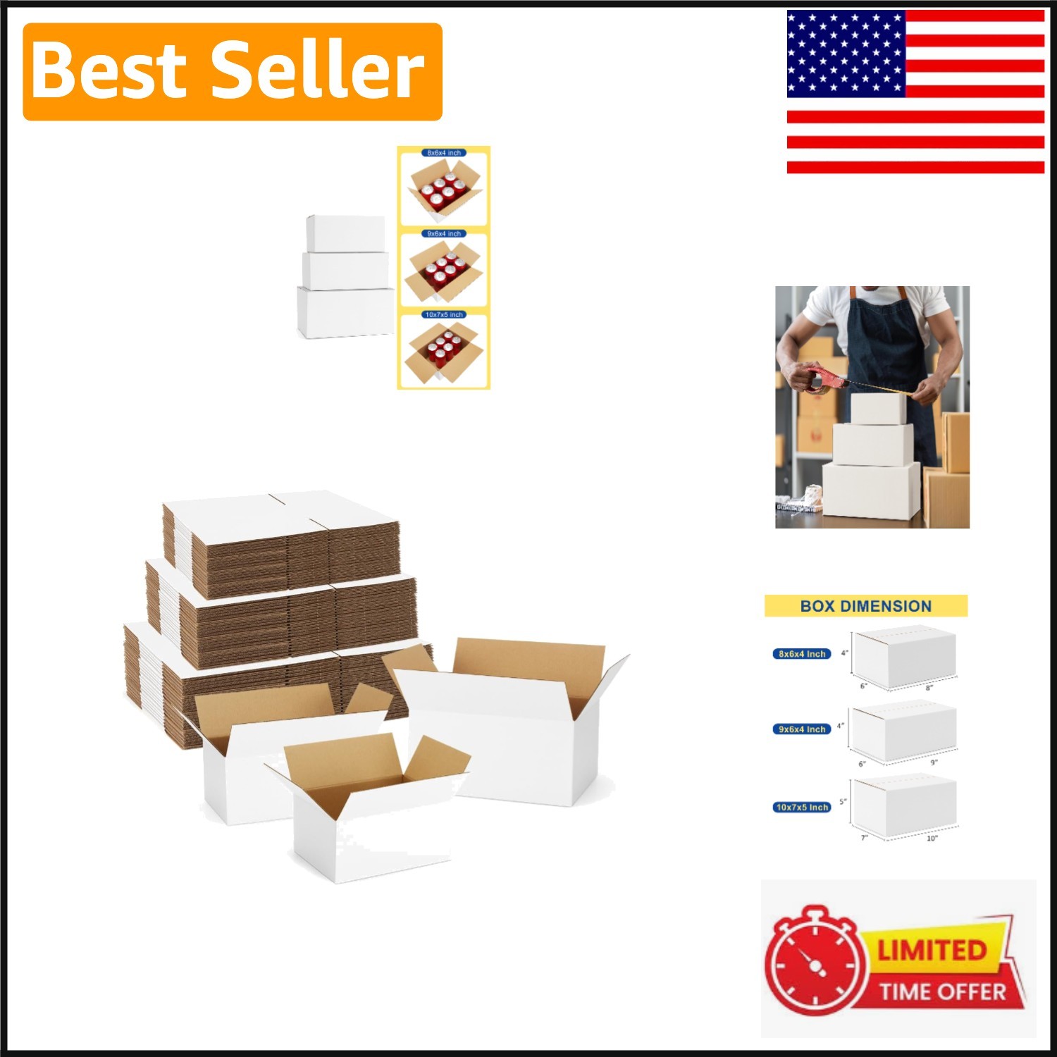 Elegant 45-Pack Assorted Shipping Boxes in White for Small Business Essentials