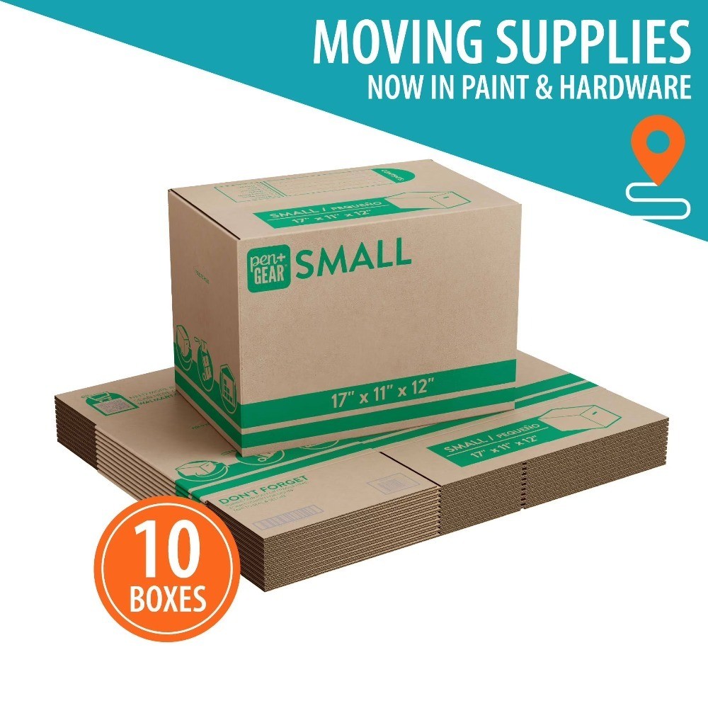 Small Moving Boxes 10 Pack Kraft Corrugated Cardboard Storage Boxes 17x11x12