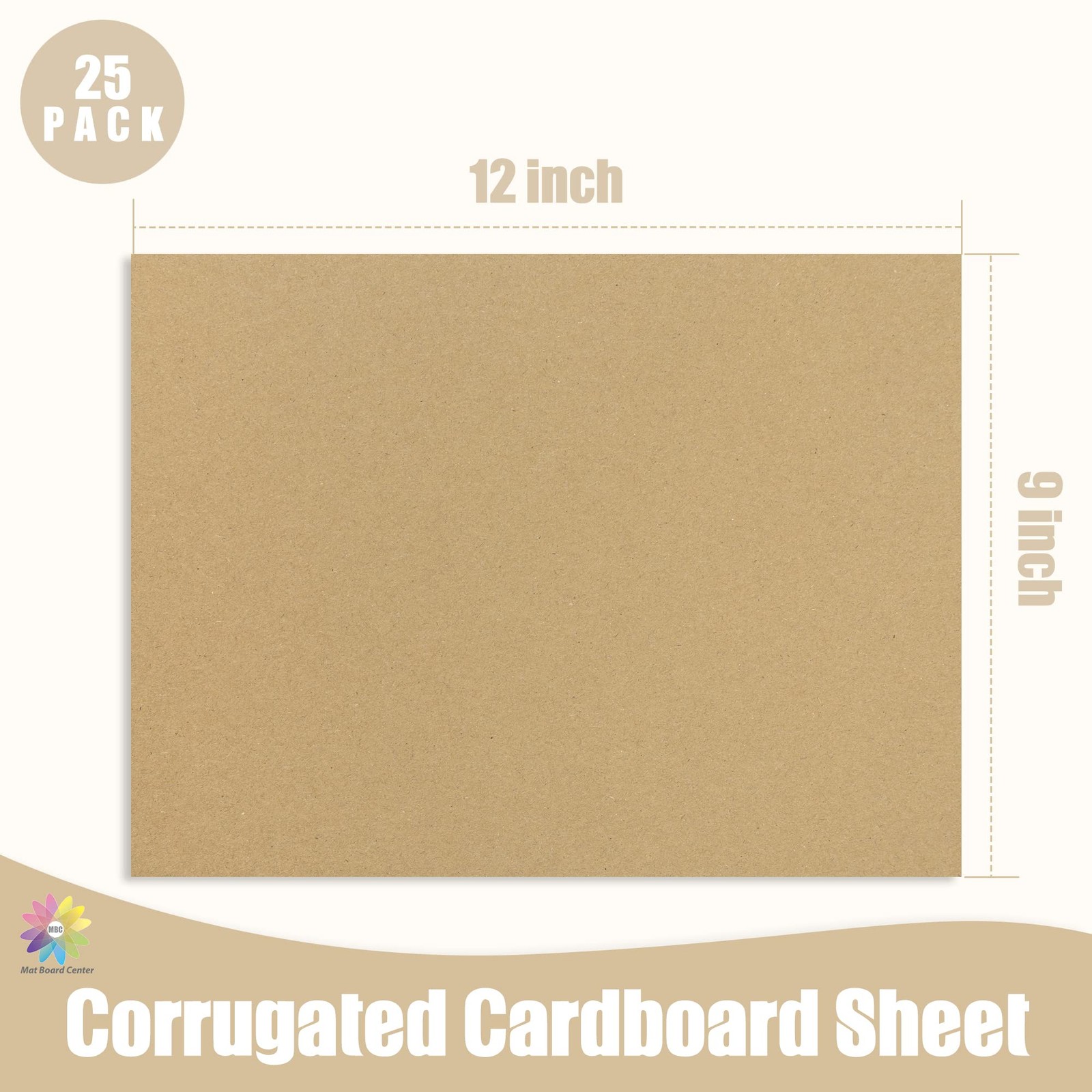 Mat Board Center 25 Pack 9×12 Inch Brown Corrugated Cardboard Sheets 1/8 Inch