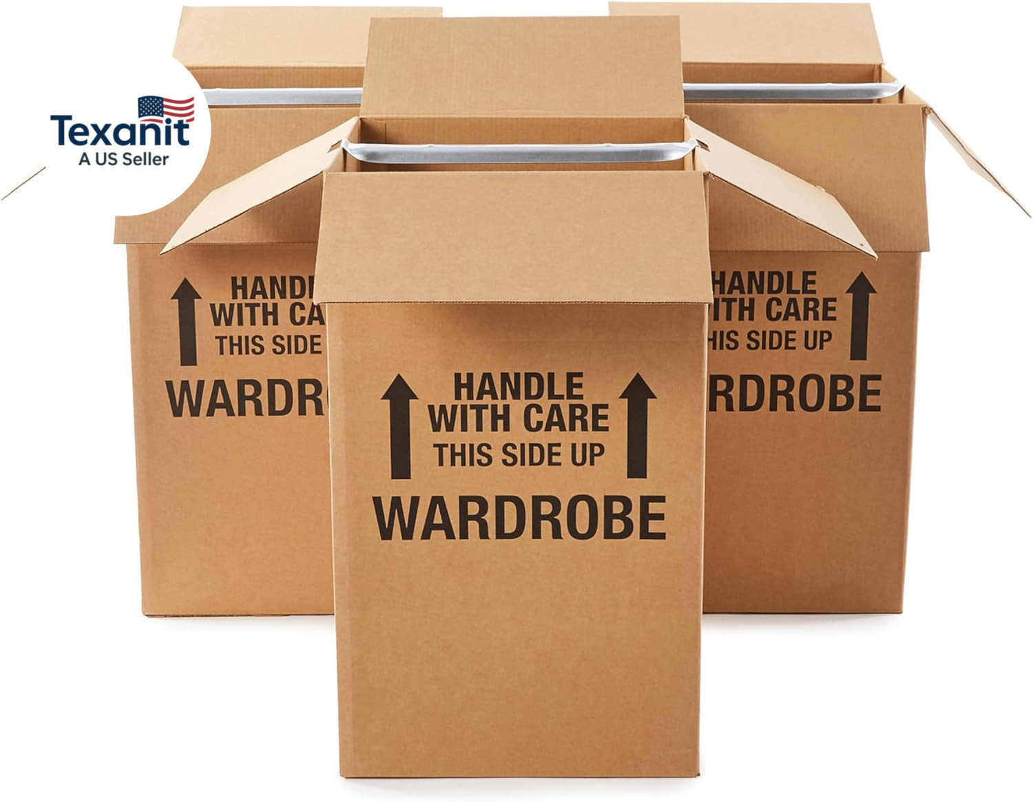 Sturdy Wardrobe Moving Boxes with Hanger Bar for Packing Clothes, Easy to Assemb