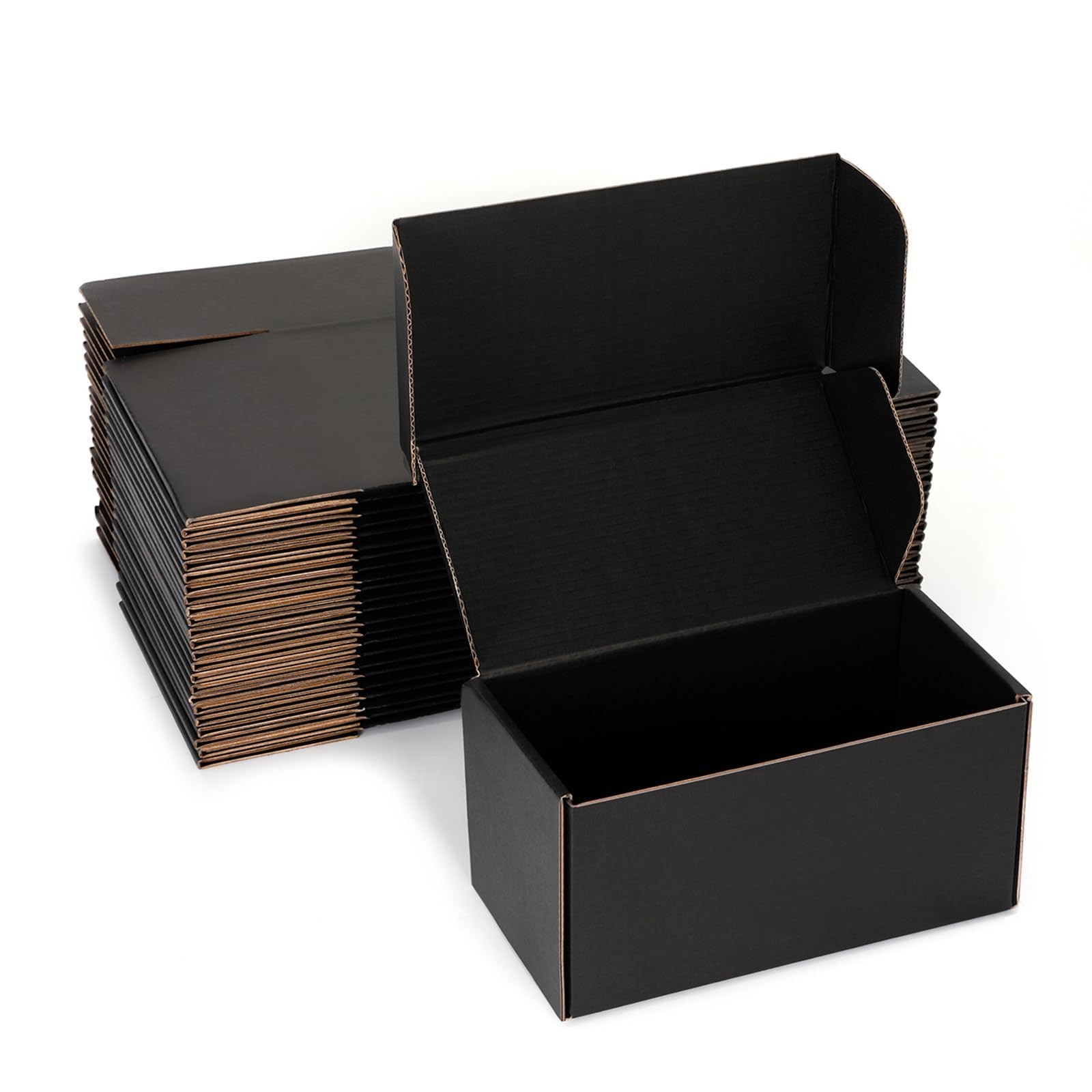 Small Shipping Boxes 8x4x4 Inch (25 Pack) – Sturdy Black Corrugated Cardboard…