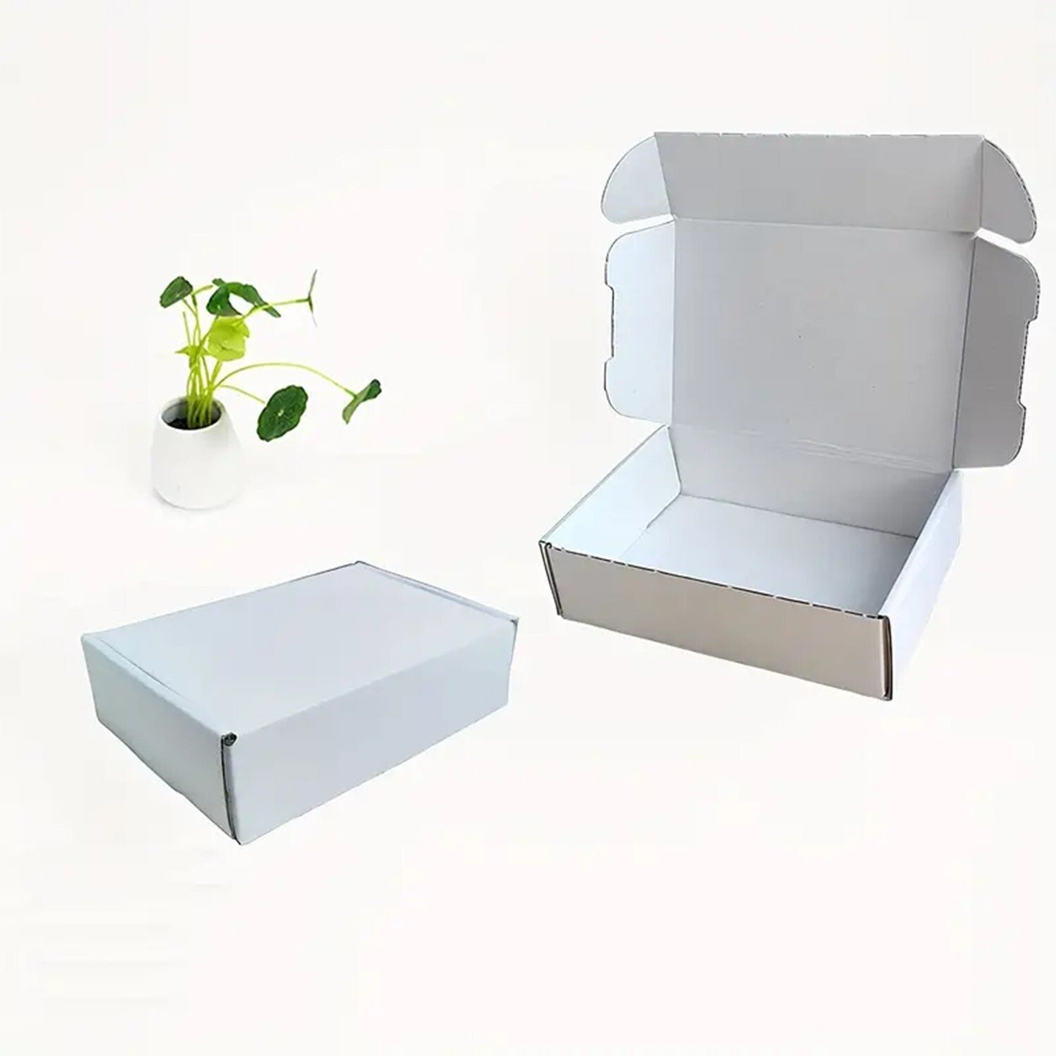 10 PC 8x4x1.6 In. Mailer Shipping Box Packing Box Corrugated Cardboard Box White