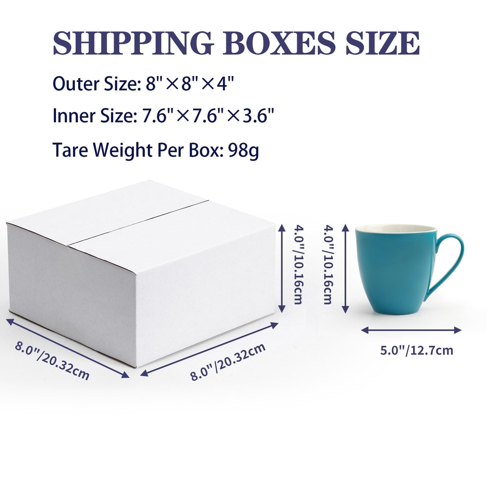Small Shipping Boxes 8x8x4 Inch set of 40, White Corrugated Cardboard Boxes f…
