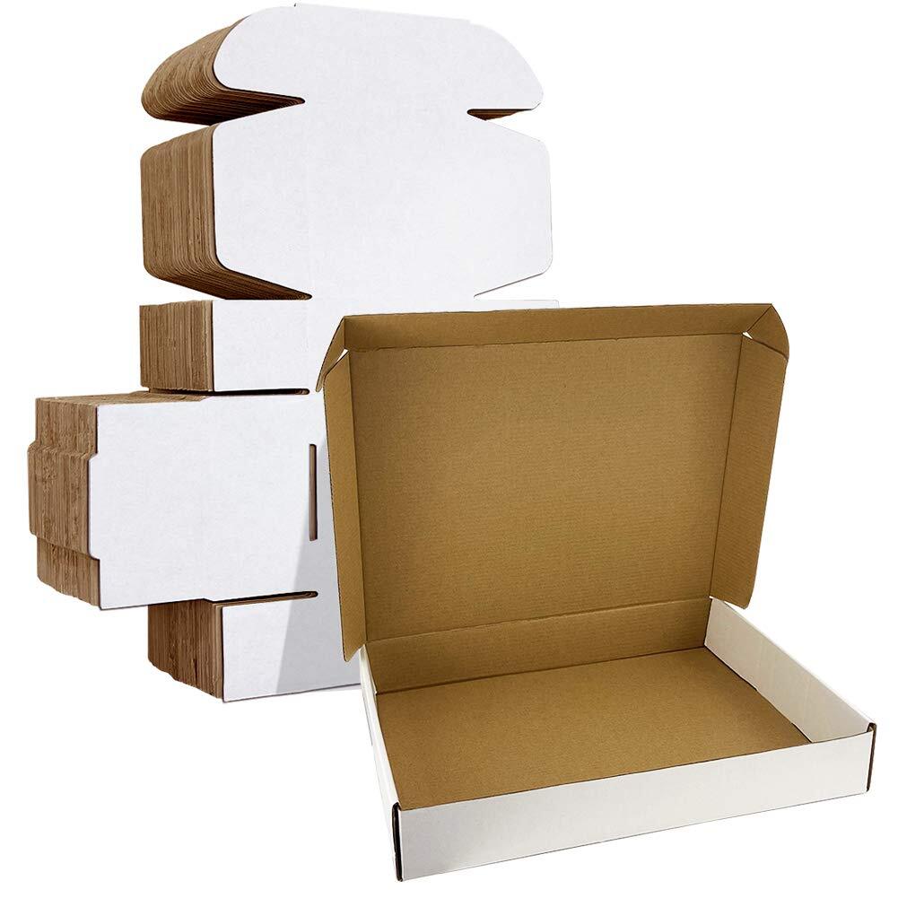Set of 25 13x10x2 Inch White Corrugated Shipping Boxes Literature Mailers