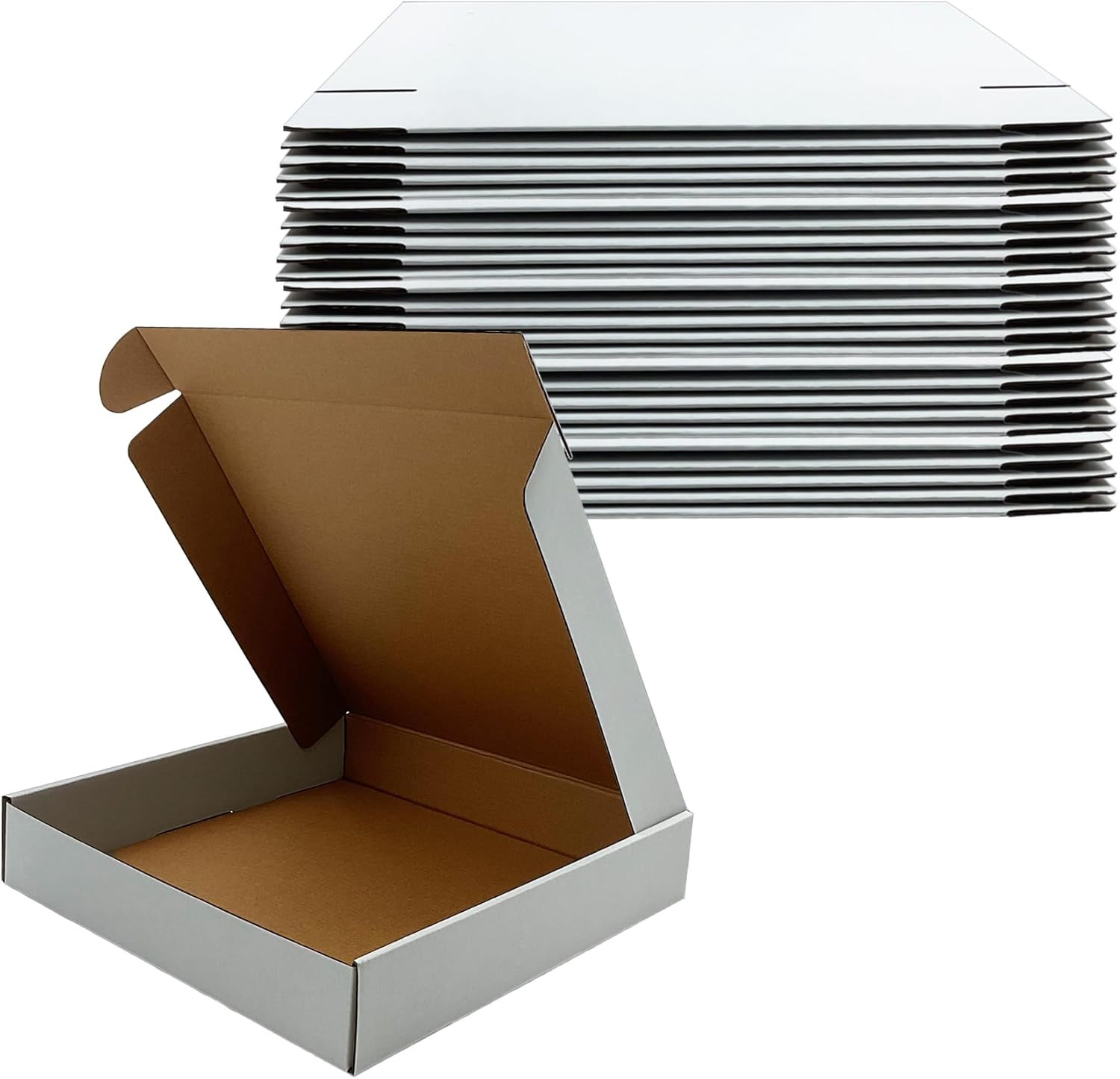 11X11X2 Inches Shipping Boxes Set of 25,White Corrugated Mailing Cardboard Box L