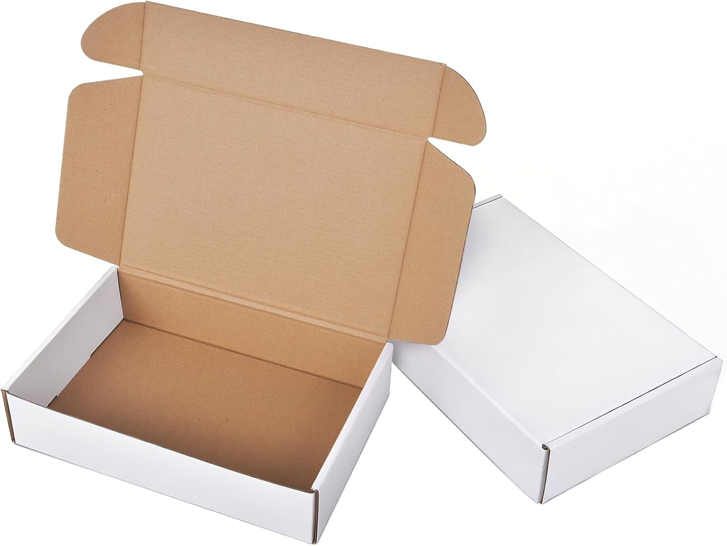 9X6X2 Inches Small Shipping Boxes, 2 Pack White Corrugated Cardboard Boxes, Recy