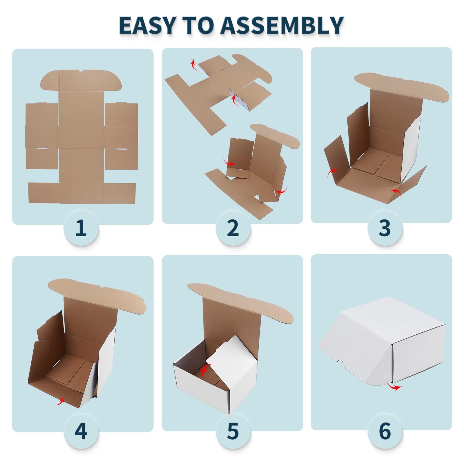 9x6x3 White Shipping Boxes 25 Pack for Small Business, Small Corrugated Cardb…