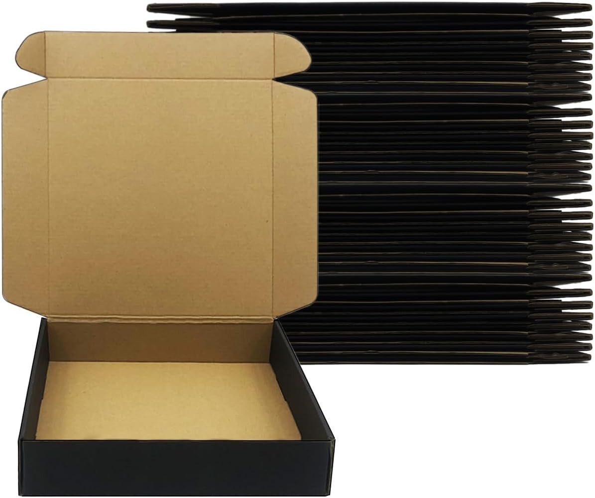 24 Pack 10 x 10x 2 Inches Boxes，Black 3 Layers Corrugated Cardboard , Mailer …