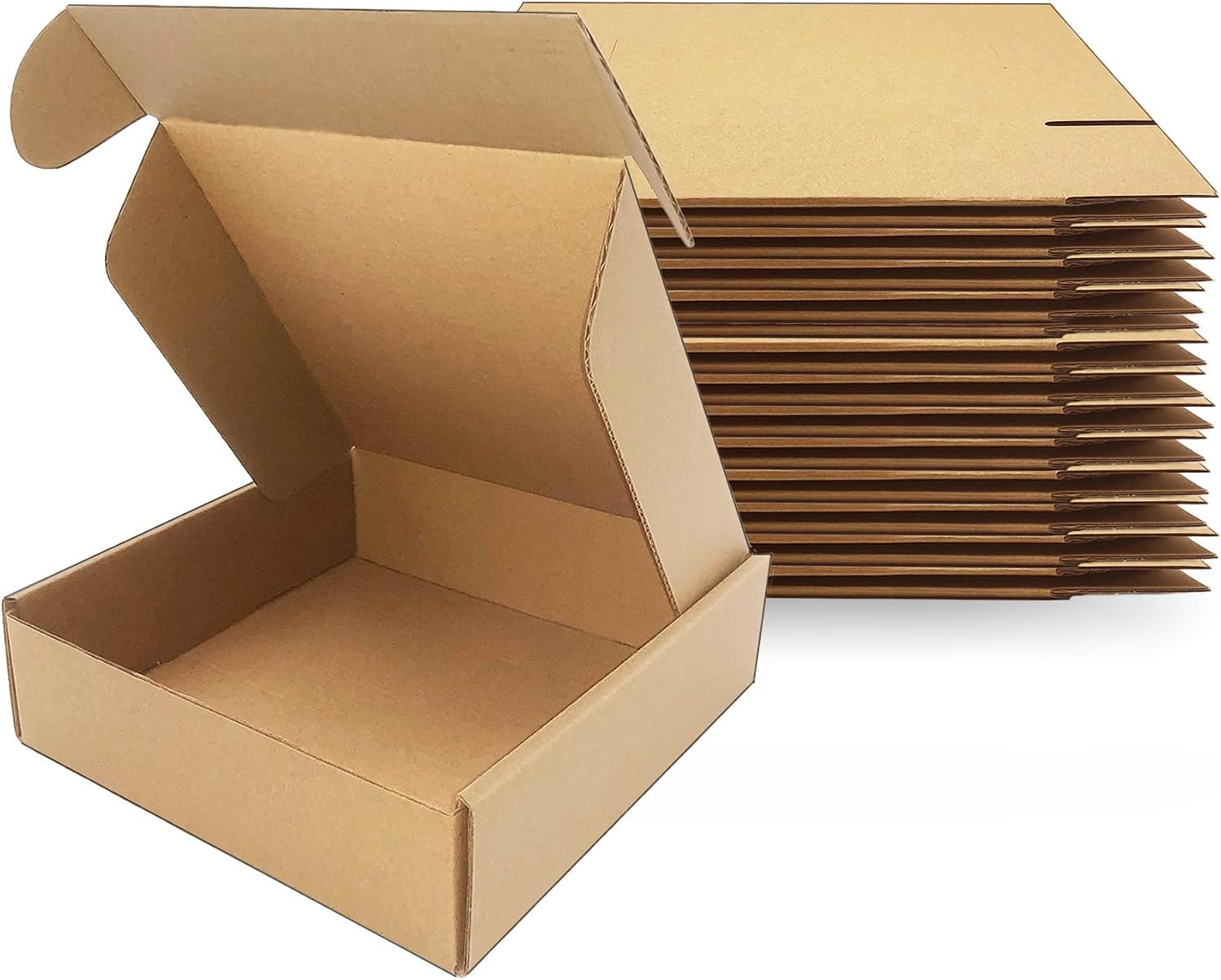 7X7X2 Inches Shipping Boxes Set of 25, Brown Corrugated Mailing Cardboard Box Li