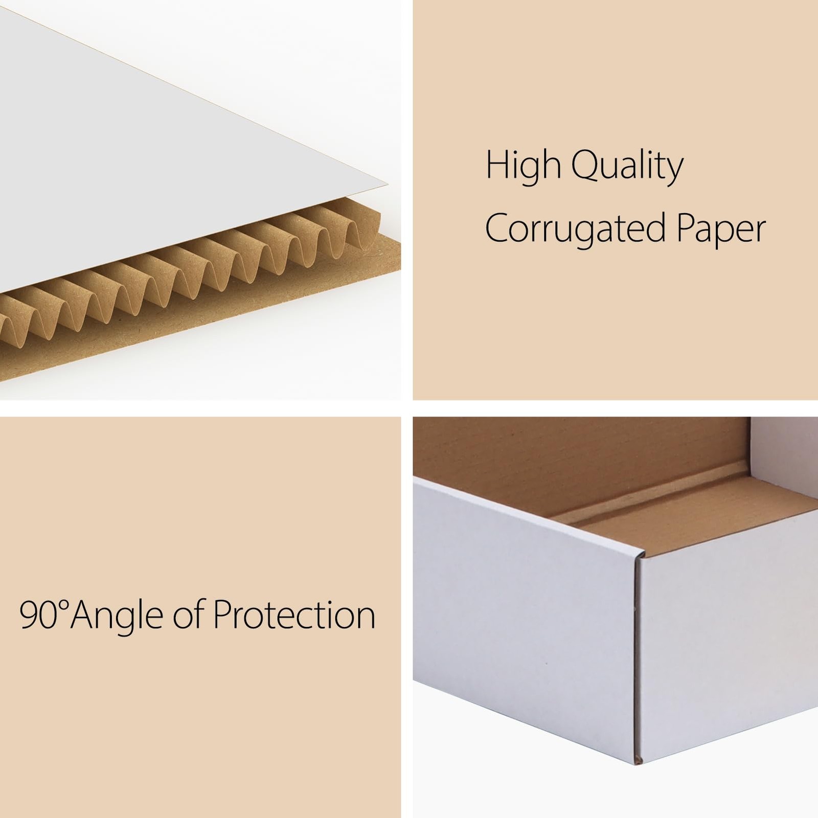 12x9x3 Shipping Boxes Set of 6, White Corrugated Cardboard Box for Packing, M…