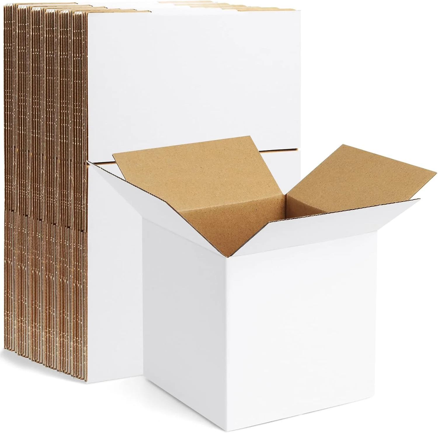 Famagic 10 Pack 6x6x6 Inch Small Shipping Boxes White Corrugated Cardboard Boxes
