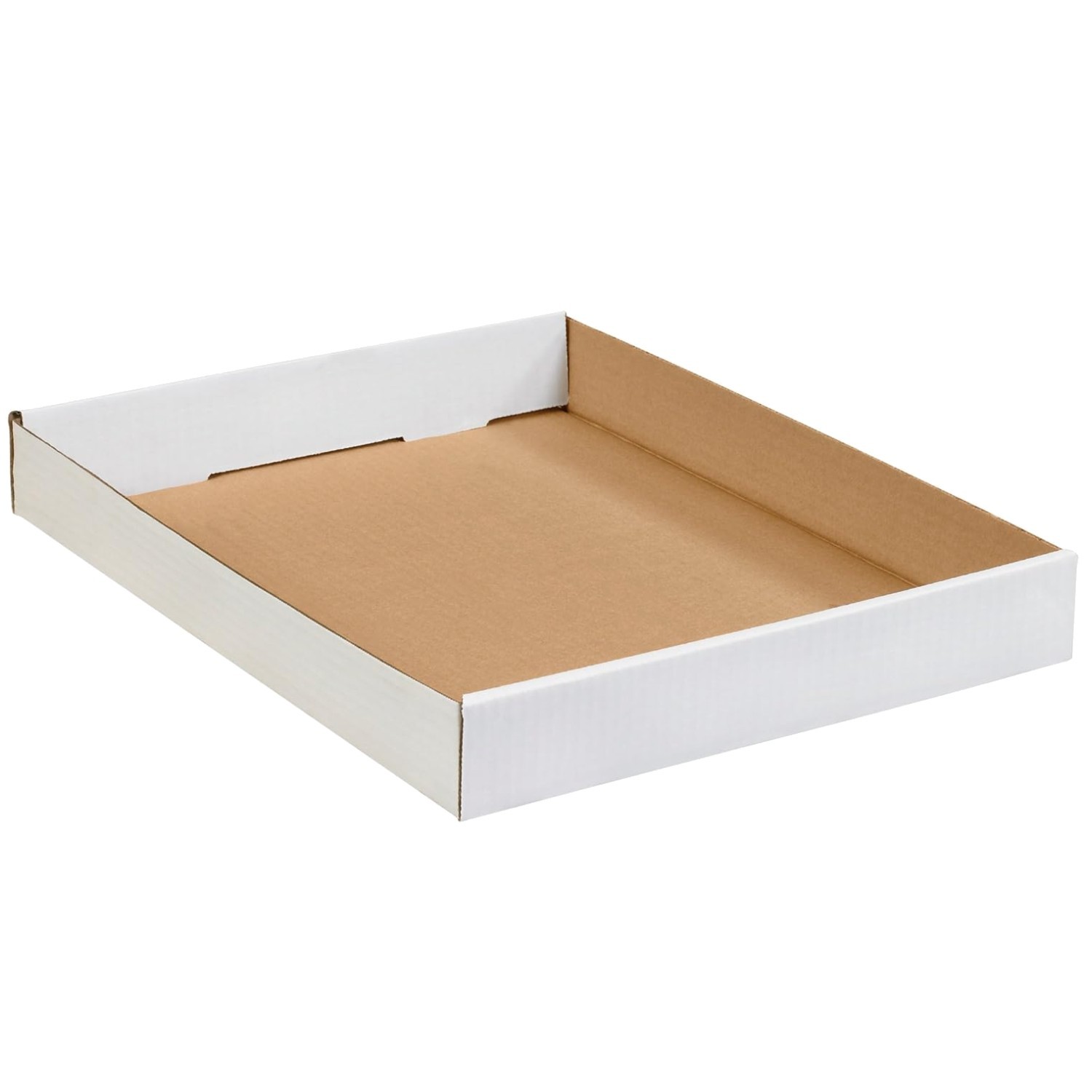 Kraft Corrugated Trays, 15″ x 12″, White, Pack of 50