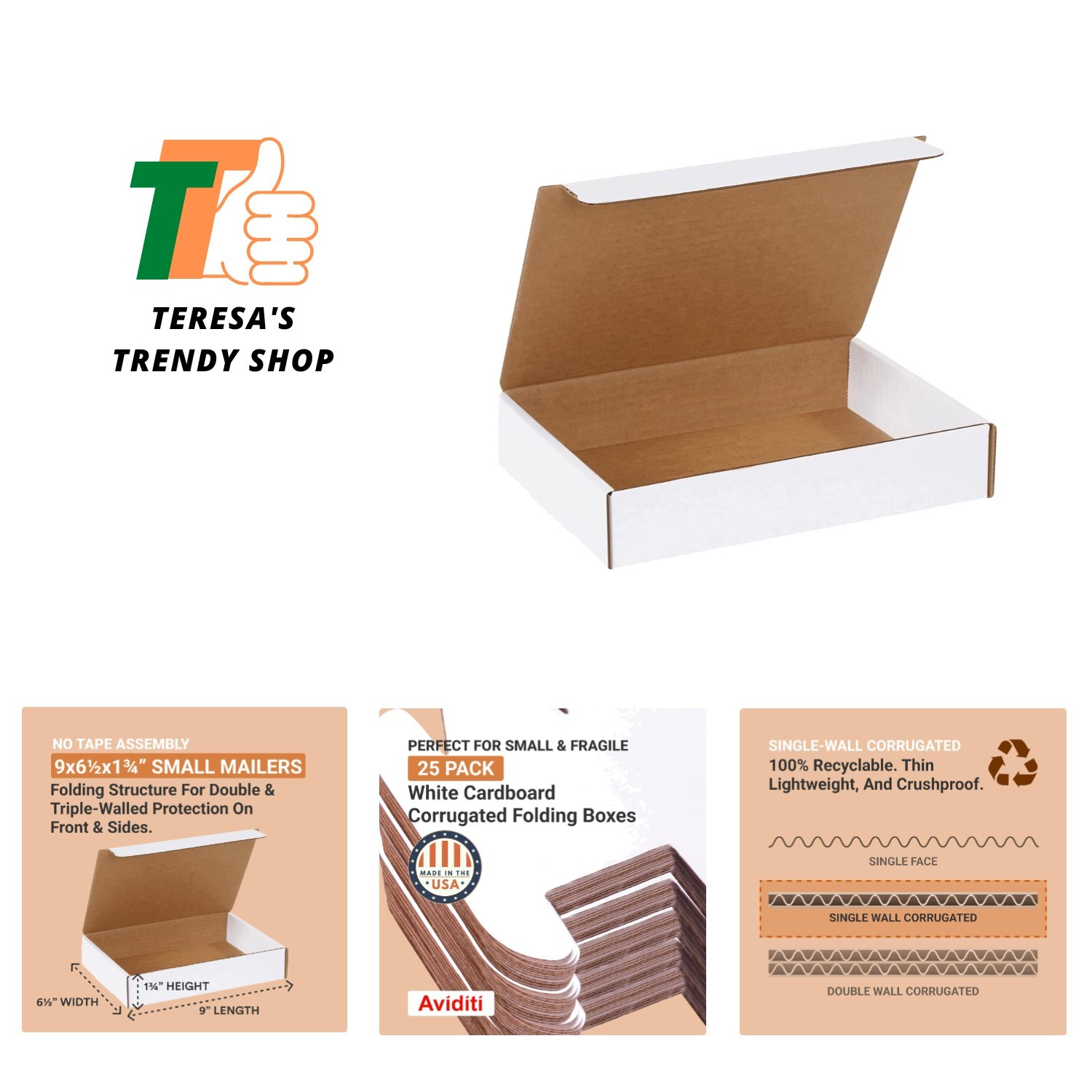 Reliable 50-Count Shipping Boxes – 9″L x 6.5″W x 1.75″H – Eco-Friendly Design