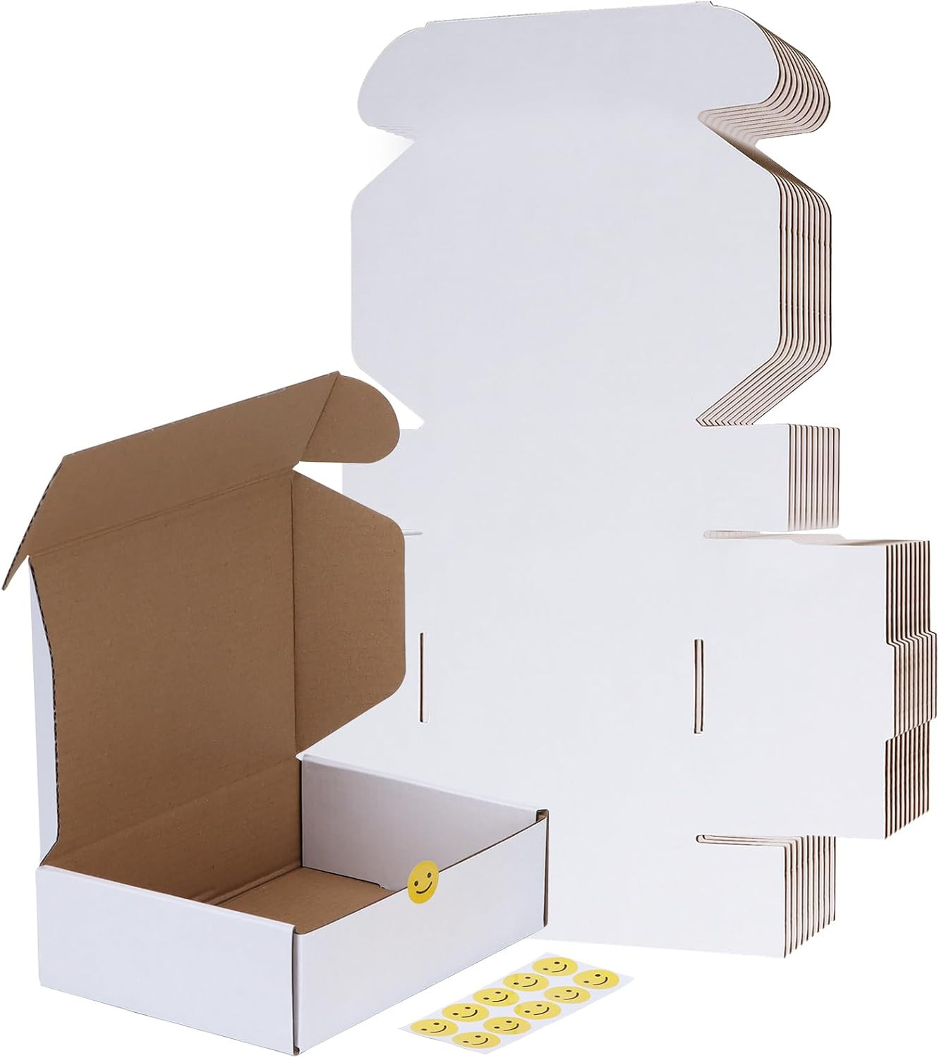 10 Pack 7X5X2 Small Shipping Boxes, White Corrugated Cardboard Box for Packing,