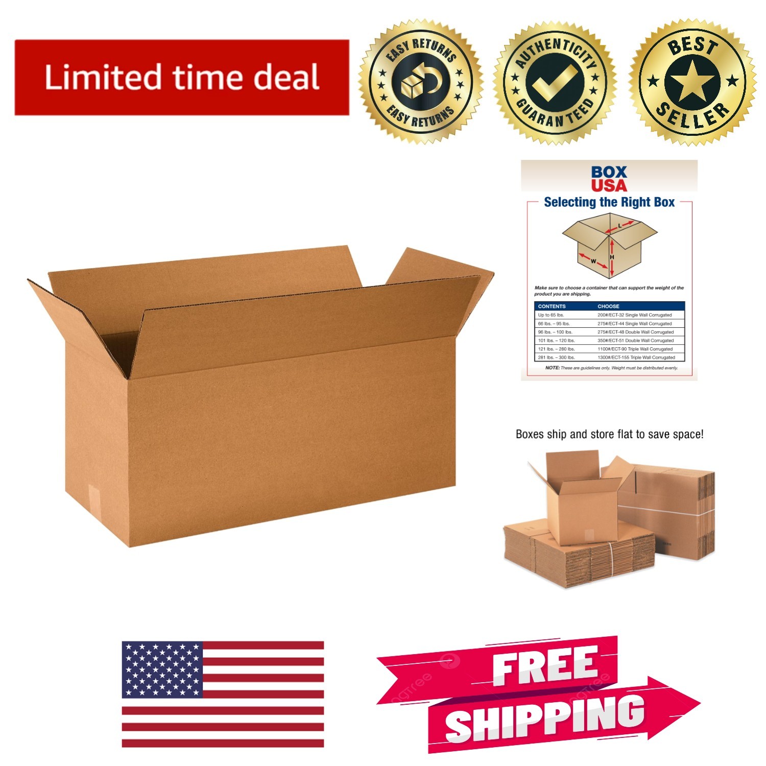 Eco-Friendly 25 Pack of 24x10x10 Corrugated Boxes – Reusable & Recyclable