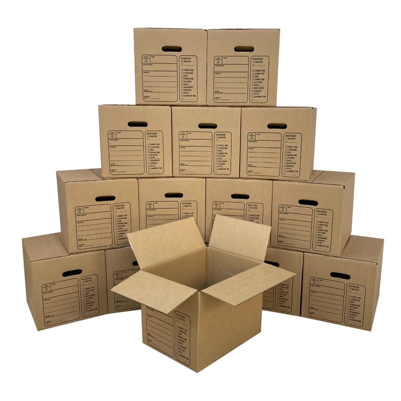 Small Moving Boxes W/ Handles Bundle Packing Dishes Books & Kitchen Items New