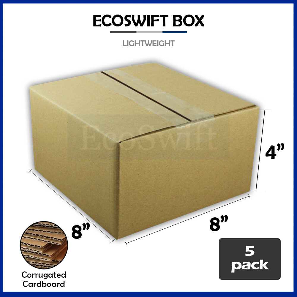 5 8x8x4 EcoSwift Cardboard Packing Moving Shipping Boxes Corrugated Box Cartons