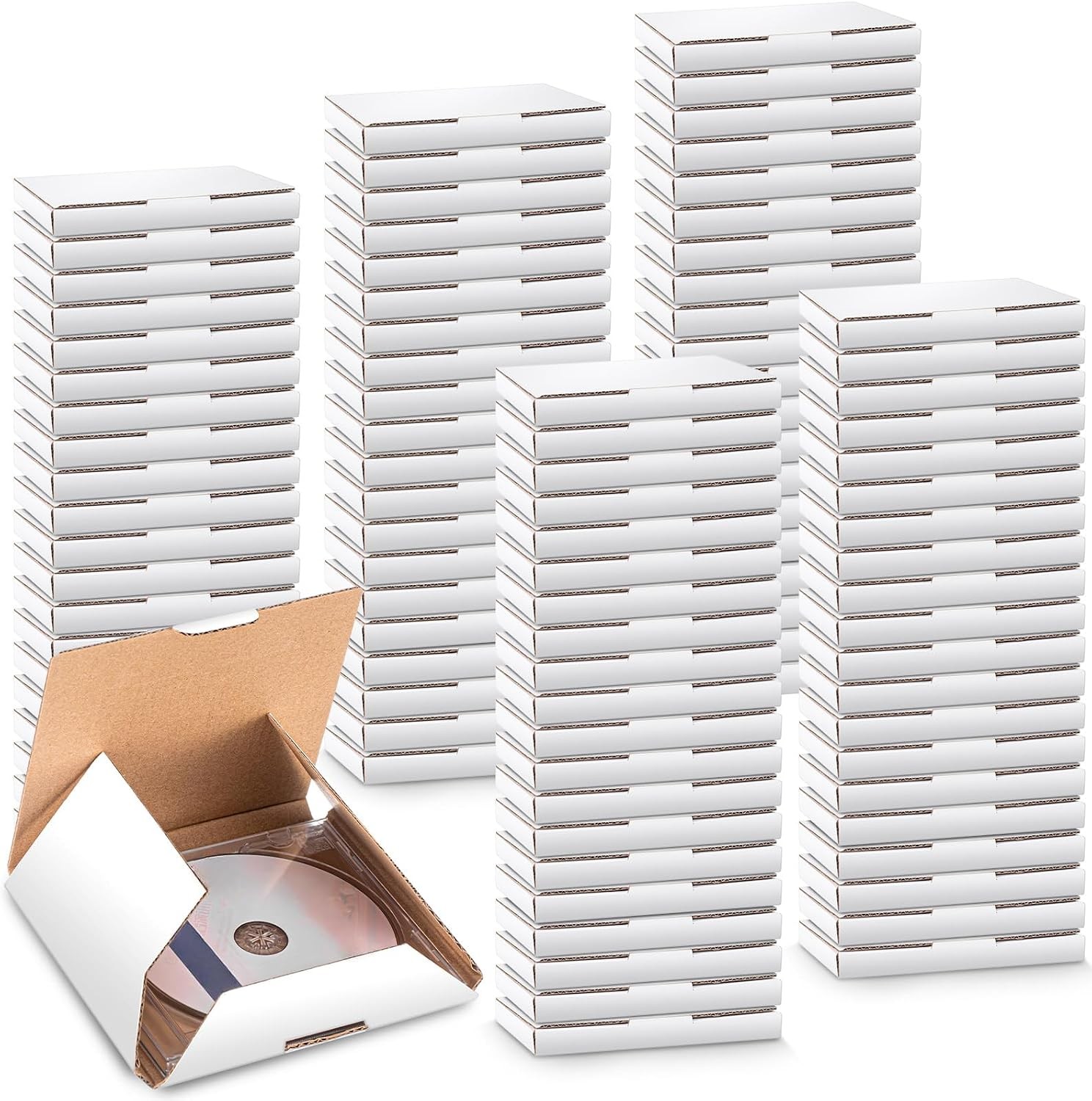 Fuyoooo 100 Pcs 5 5/8l x 5w x 7/16h Cd Mailer Box Cd Shipping Boxes Corrugate…