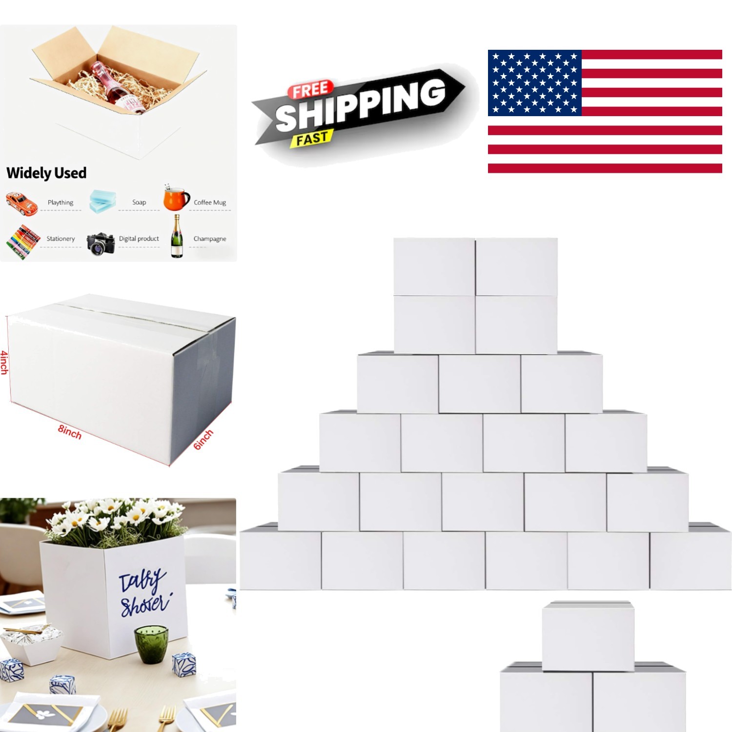 Small White Mailing Boxes 8x6x4 Inch 25 Count Easy to Assemble Shipping Solution