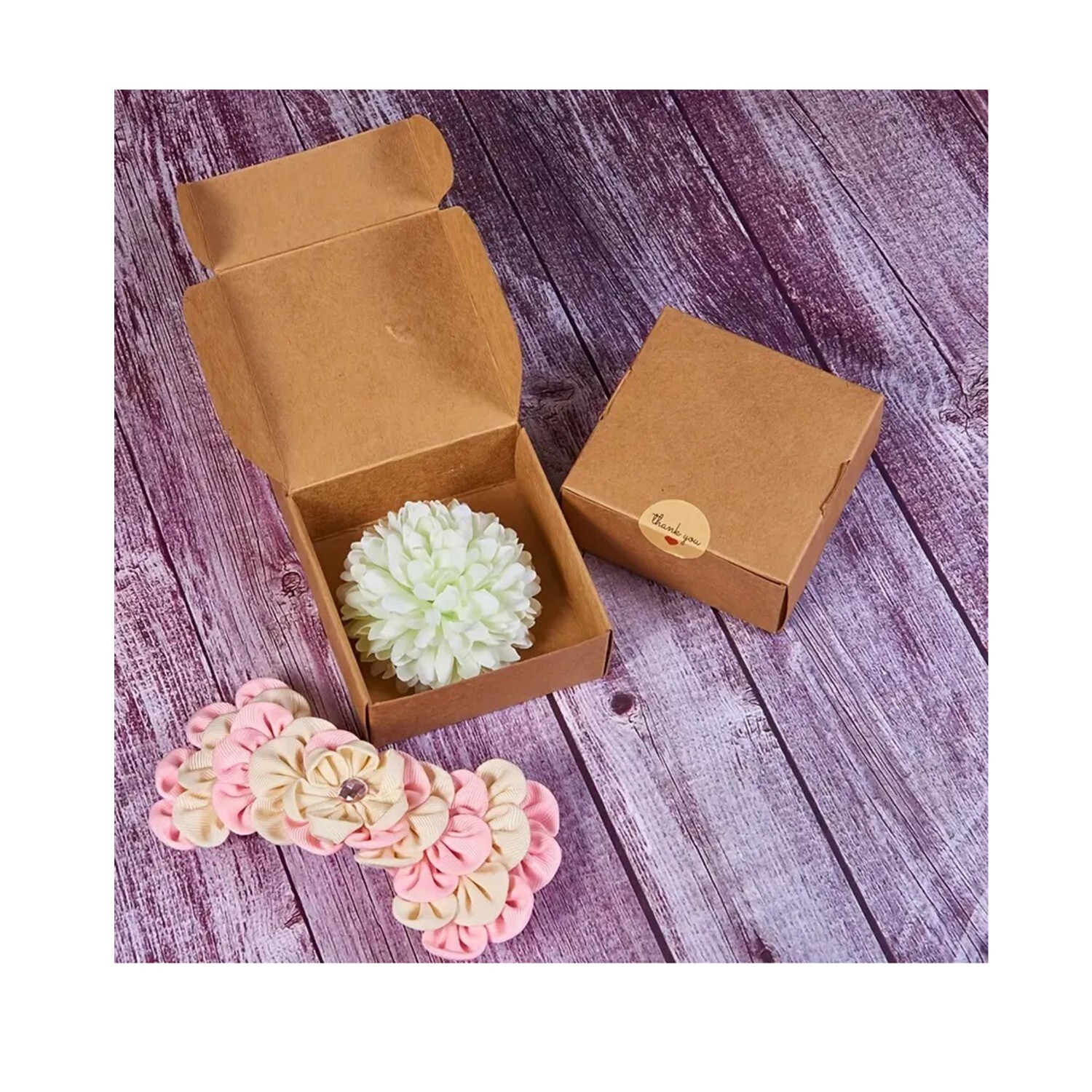 3.34″ x 3.34″ x 1.37″ Kraft Paper Box Folding Box Square Jewelry Craft Gift Box