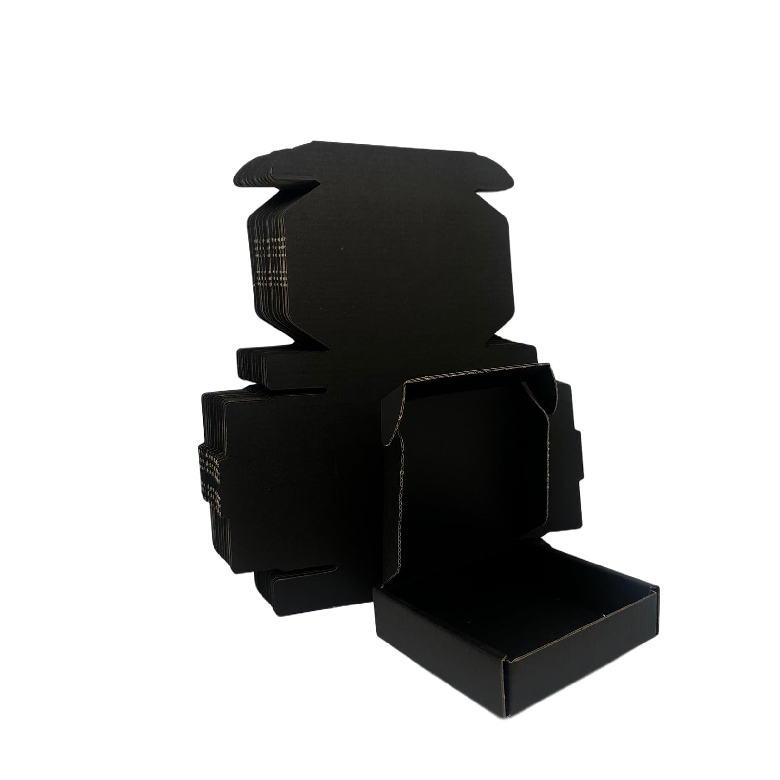 Small Shipping Boxes 4X4X1, Set of 50, Black Corrugated Cardboard Box (YD441-50B