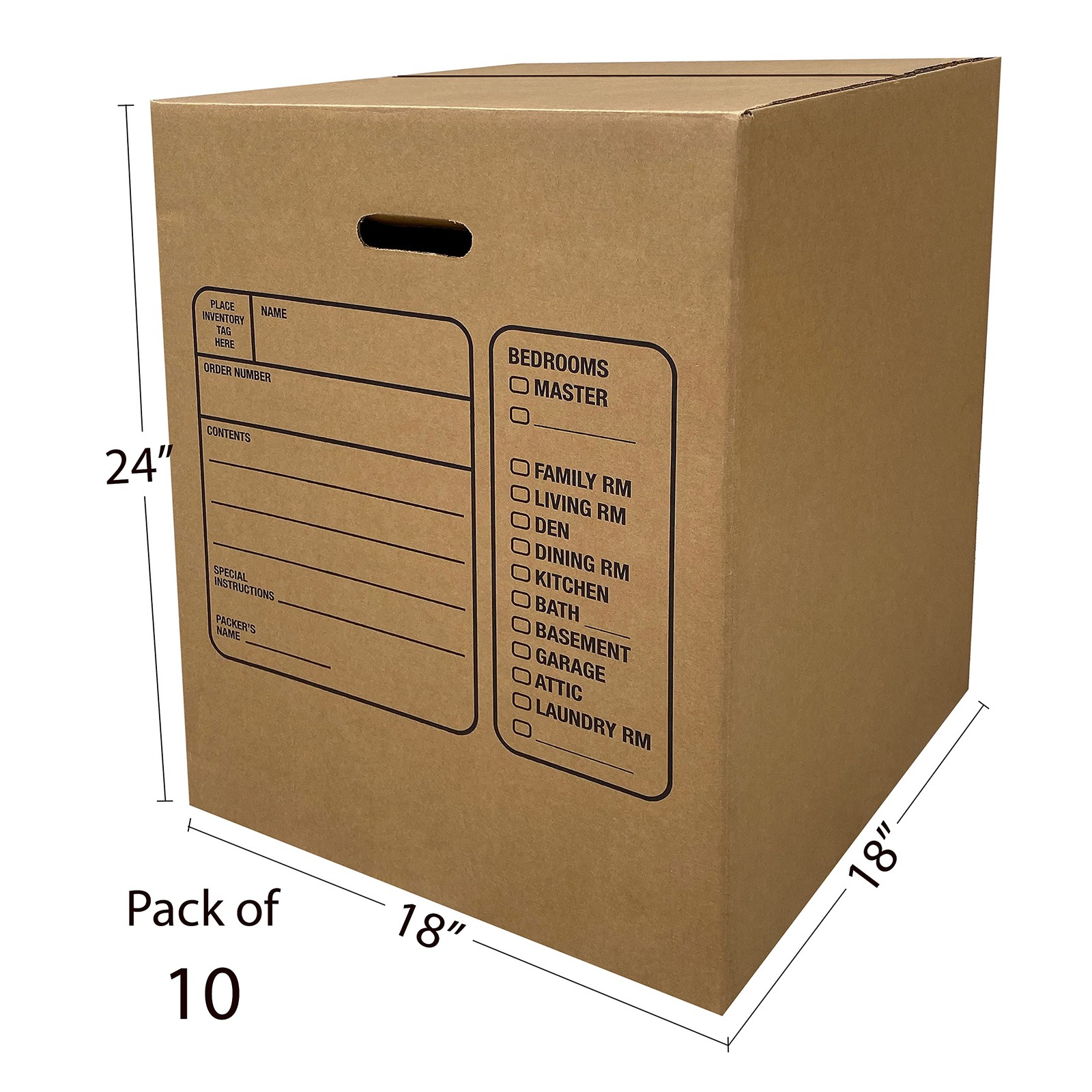 Uboxes Moving Boxes with Handles, 10 Premium Large, 18 18″ x x 24″, Brown