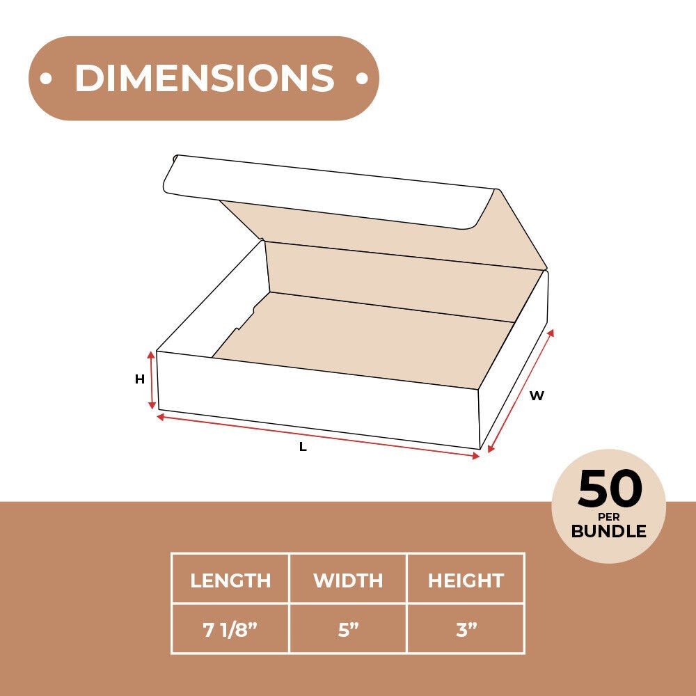 White Corrugated Mailers 7 1/8 x 5 x 3″ For Mailing/Shipping ECT-32B 50/Case