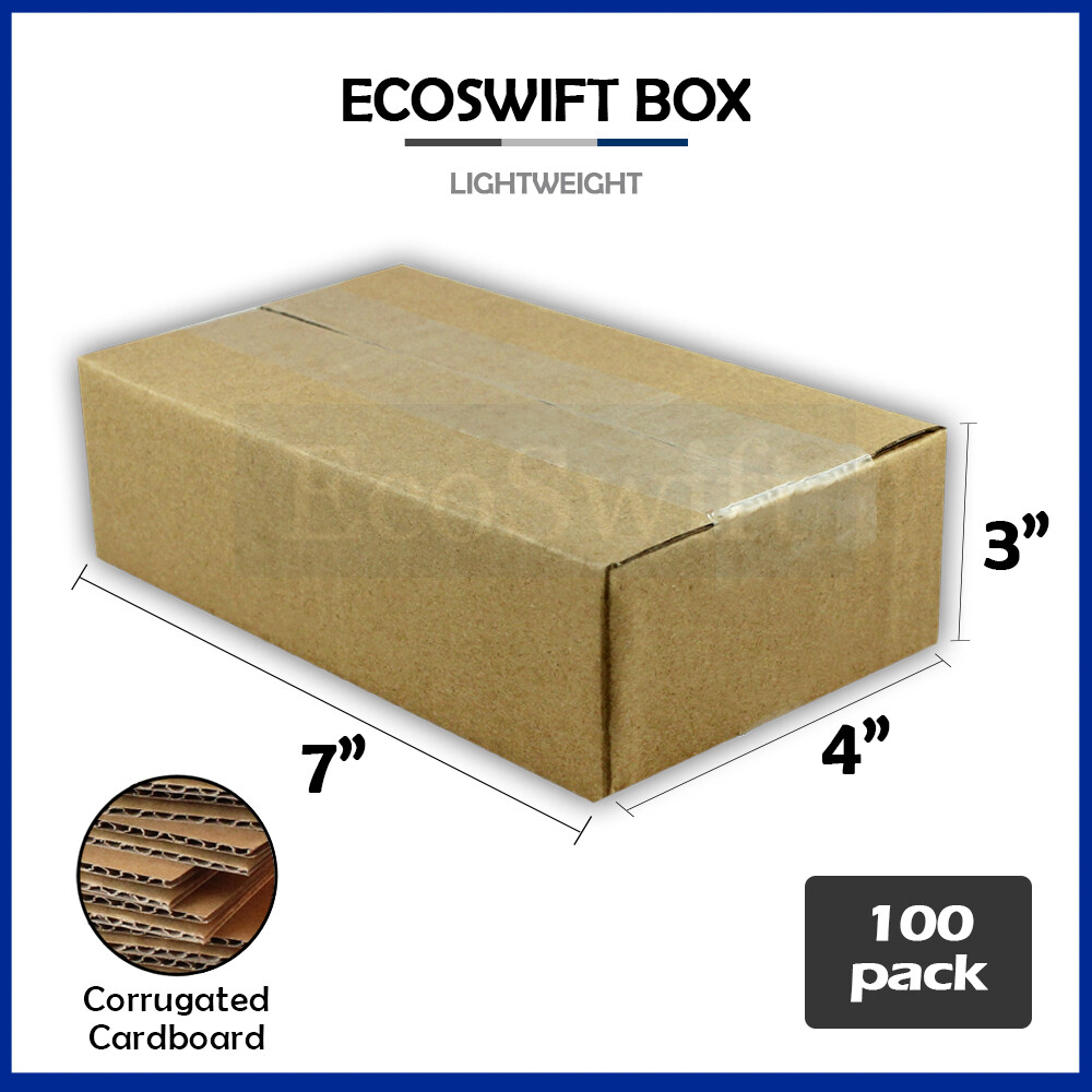 100 7x4x3 EcoSwift Cardboard Packing Moving Shipping Boxes Corrugated Box Carton