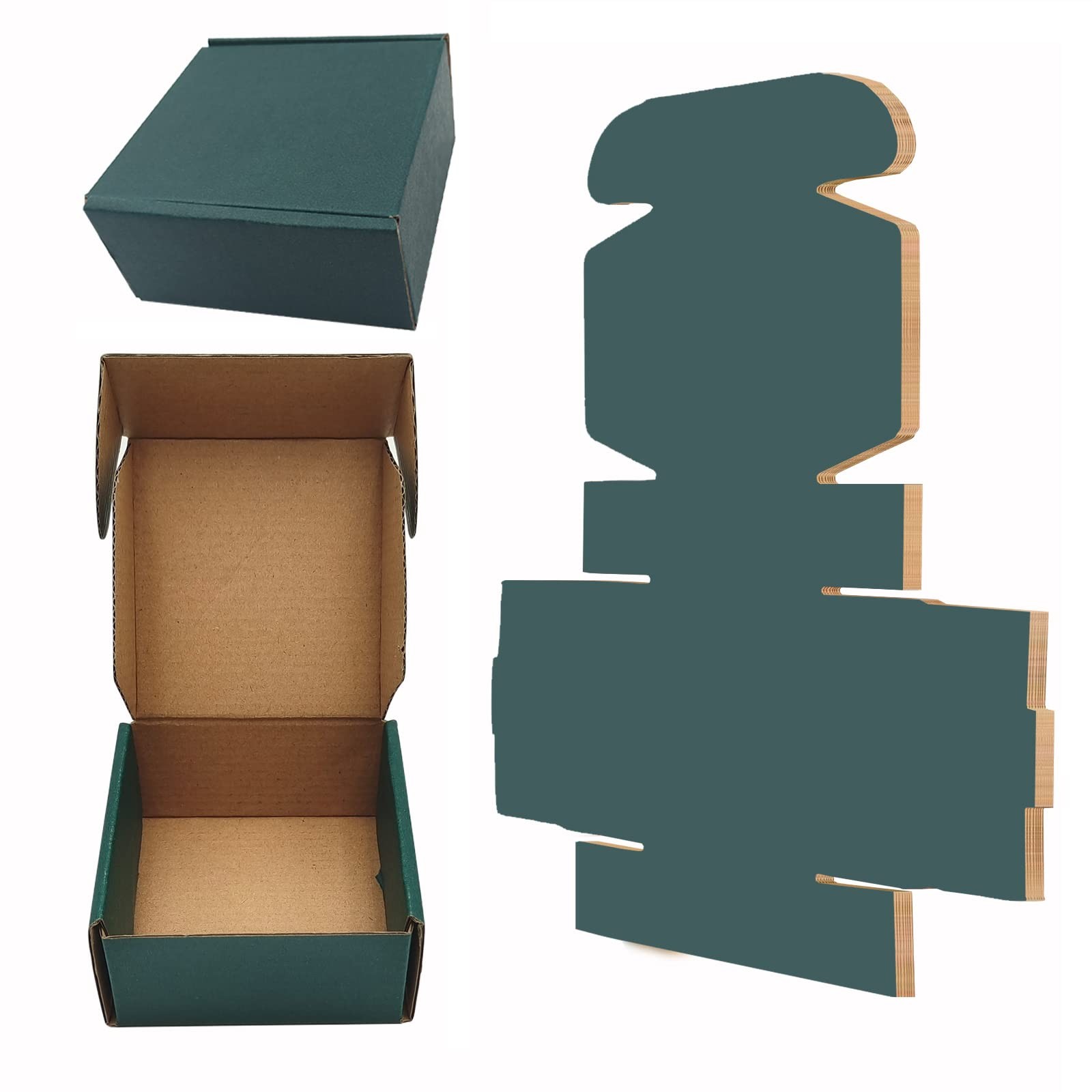 25 Pack Corrugated Packaging Box Mailers Shipping, Green Recyclable Cardboard…