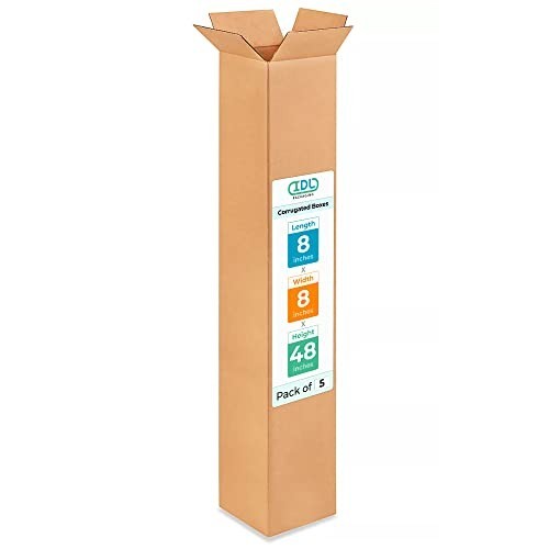 5-Pack Tall Shipping Boxes 8x8x48″ – Extra Strength Corrugated Moving Boxes