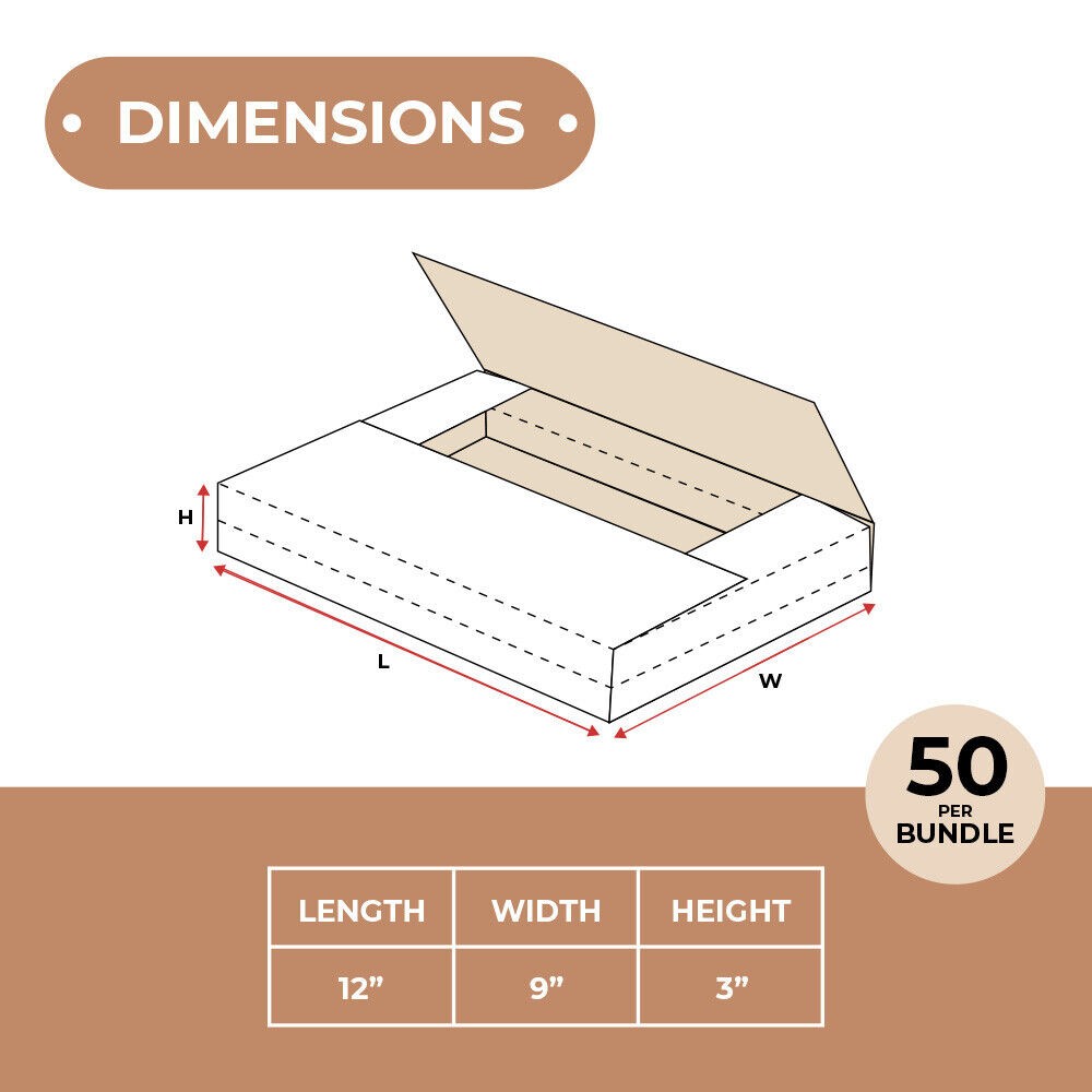 White Easy-Fold Mailers 12 x 9 x 3″ ECT-32B 50/Case