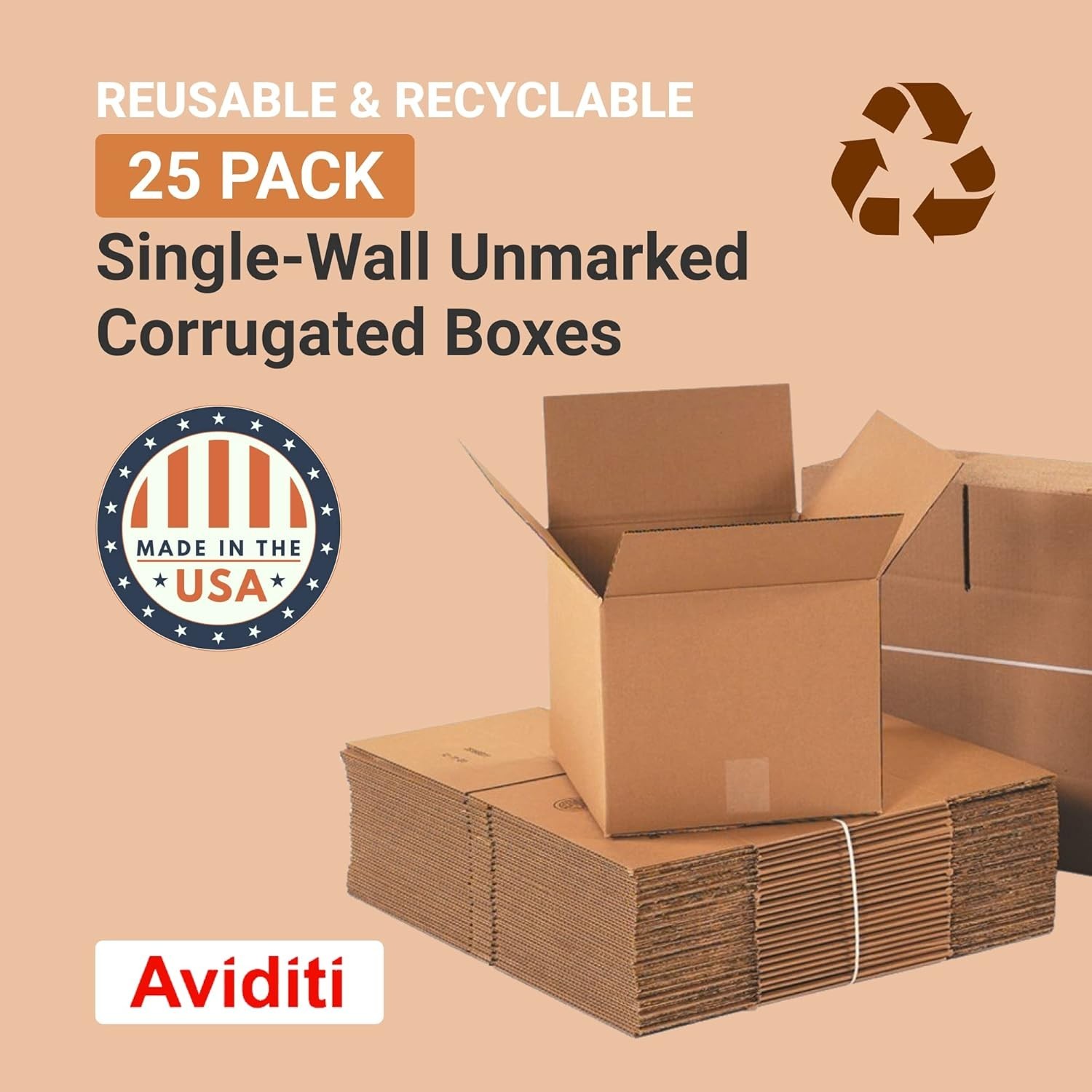 Eco-Friendly Medium Corrugated Boxes, 25-Pack, 16″L x 12″W x 10″H for Storage