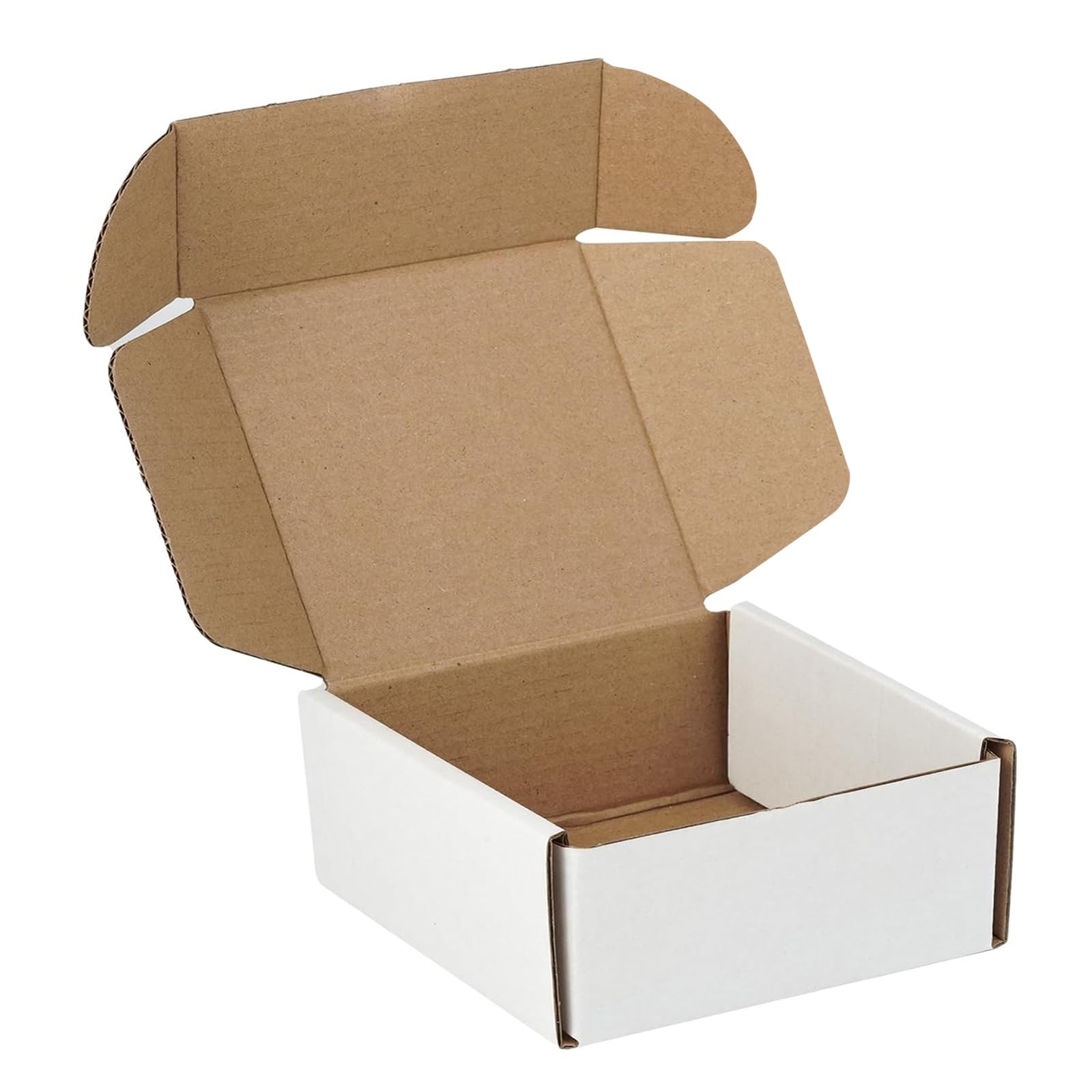 25 Pack 5″x5″x2″ inch Small Shipping Boxes White Corrugated Cardboard Box for