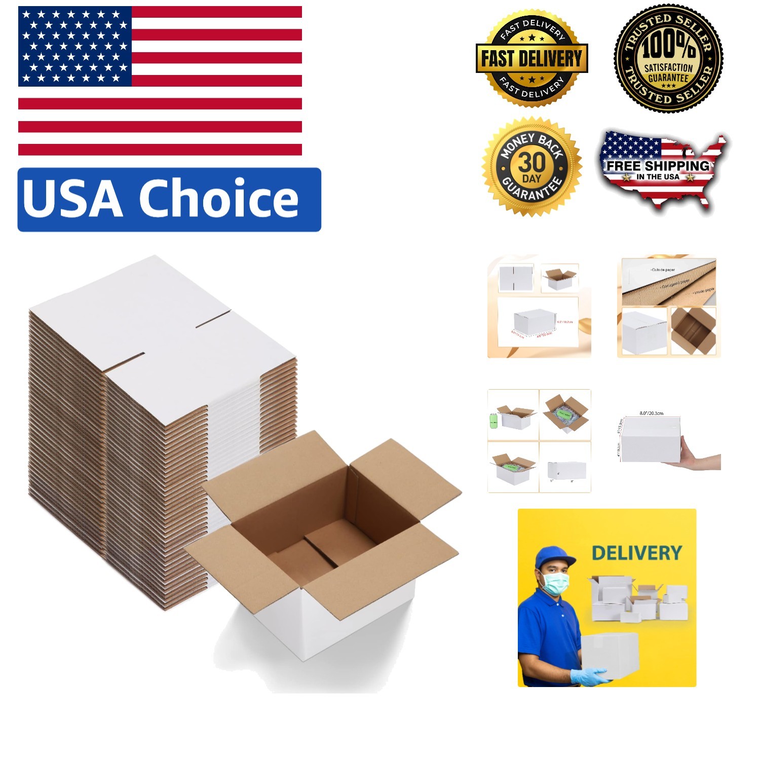 8x6x4 Eco-Friendly Shipping Boxes Set of 40 – Perfect for Small Business Needs