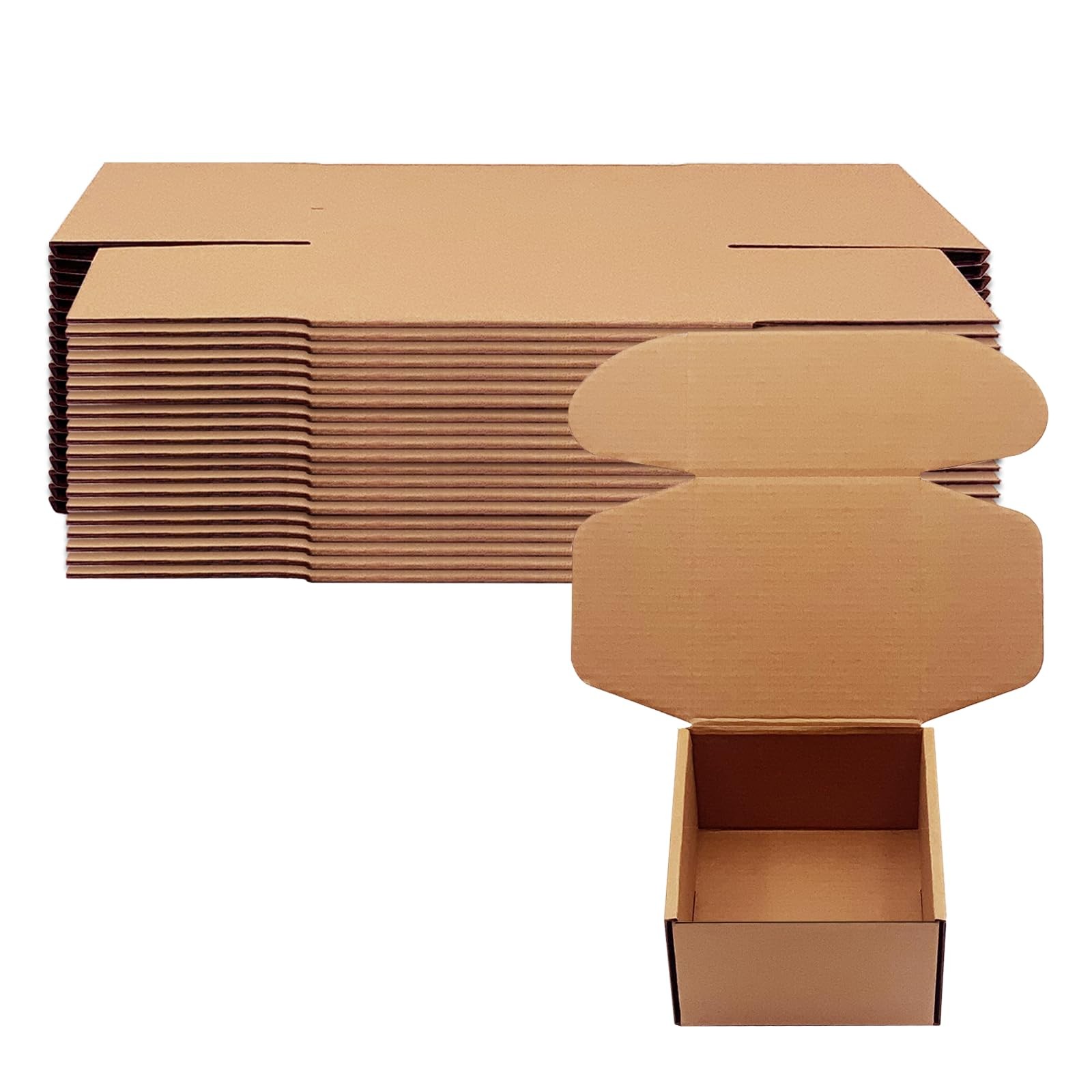 5x5x3 inch Shipping Boxes Pack of 25, Brown Corrugated Cardboard Box Mailer B…