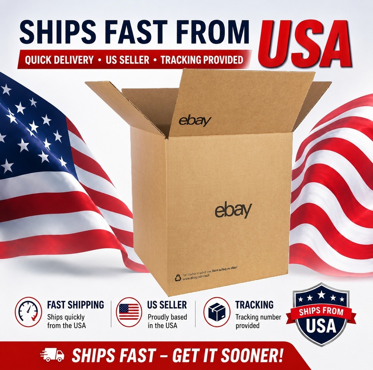 eBay-Branded Boxes With Black Color Logo 12″ x 12″ x 12″ FREE SHIPPING USA