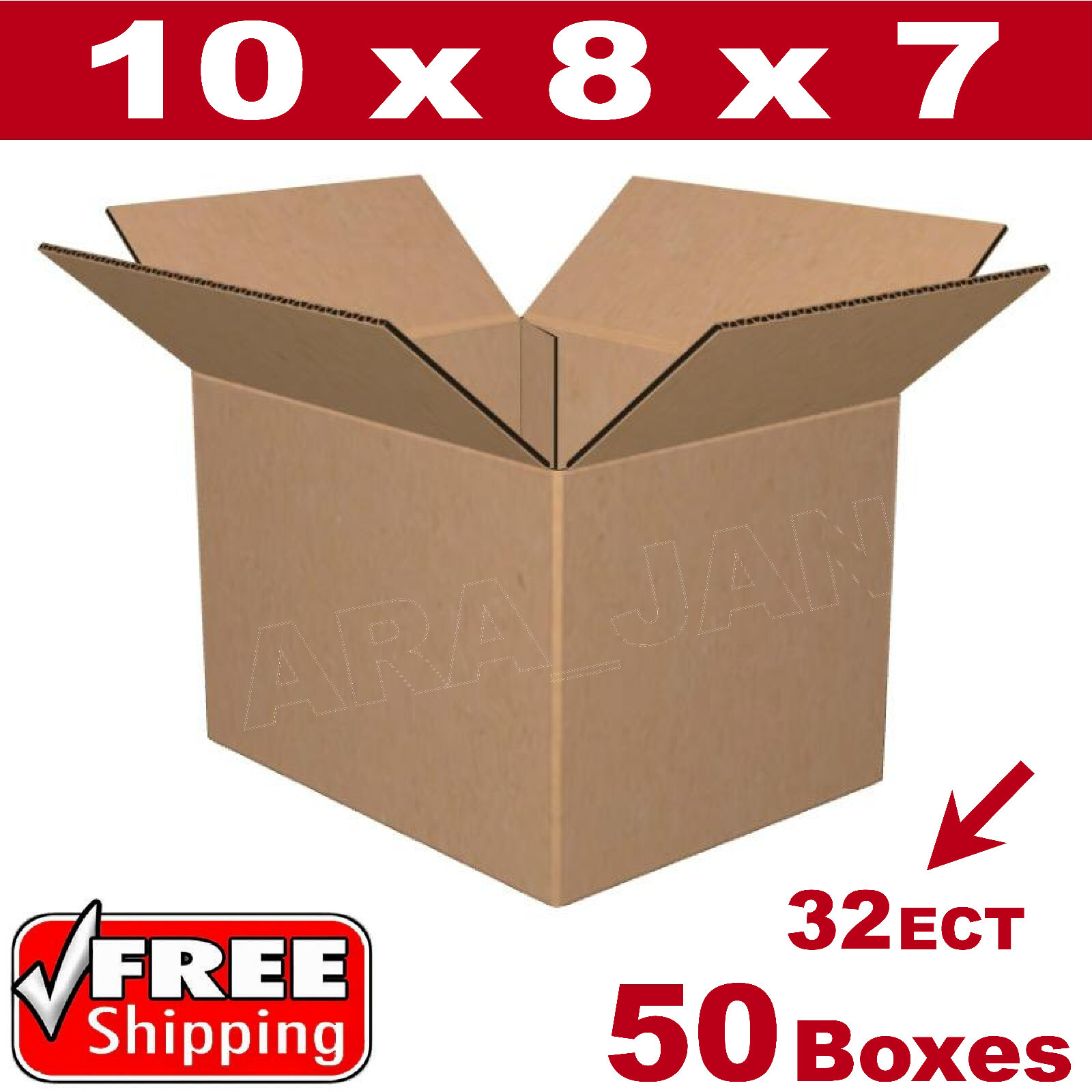 50- 10x8x7 Cardboard Boxes Mailing Packing Shipping Box 32ECT Corrugated Carton
